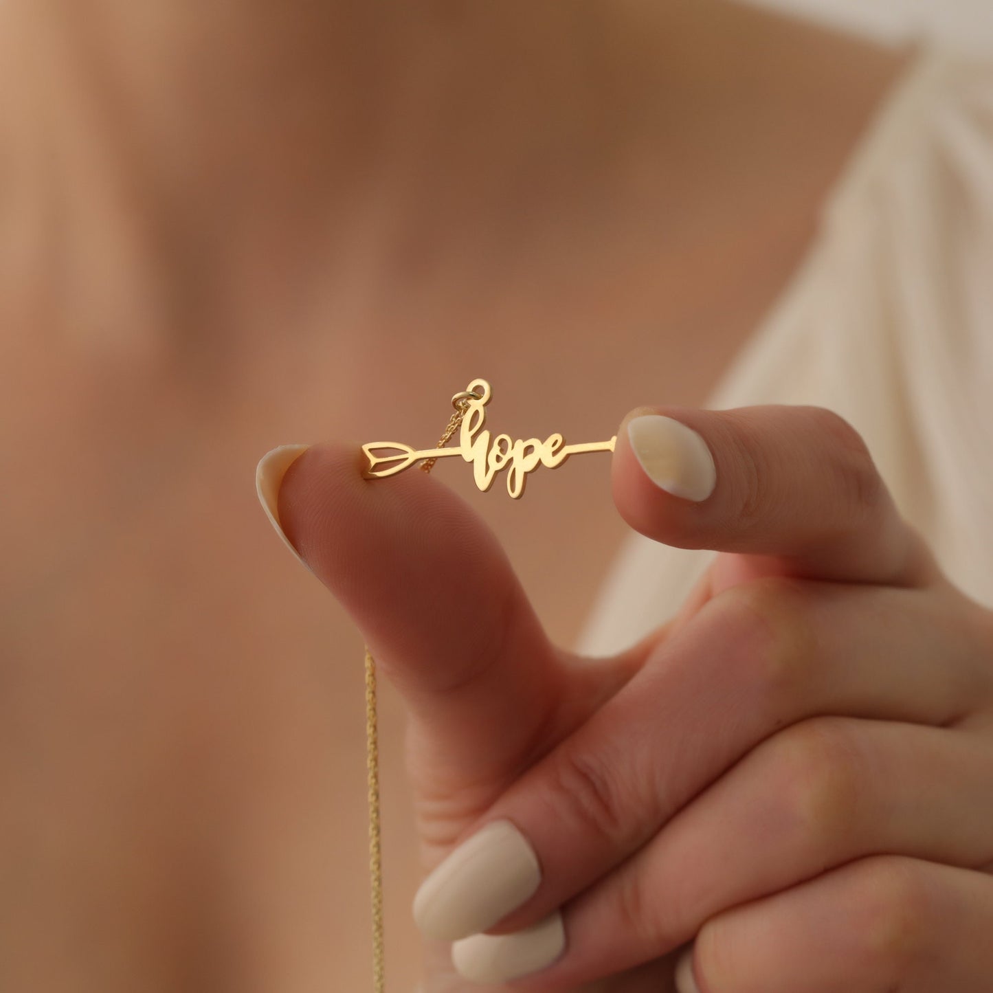 Hope Arrow Necklace, Positive Energy Necklace, Motivational Charm, Gold Hope Pendant, Uplifting Jewelry, Gift for Her