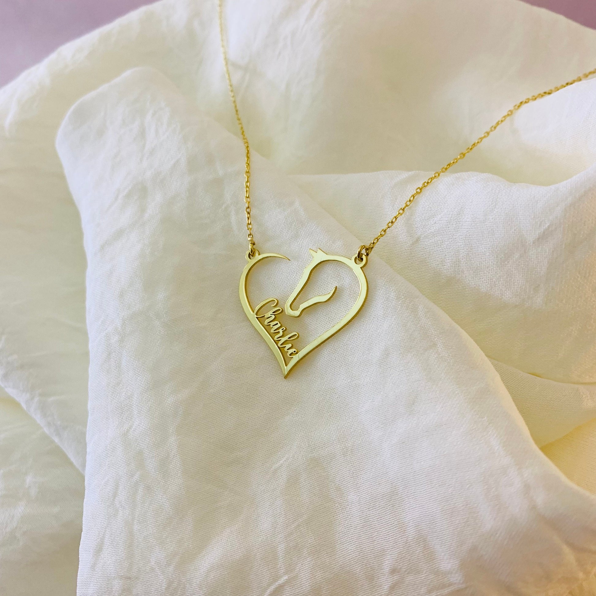 Horse Necklace, Horse Name Necklace, Horse Memorial Necklace, Equestrian Love Necklace, Dainty Horse Jewelry, Cowgirl Covboy Rodeo Gifts