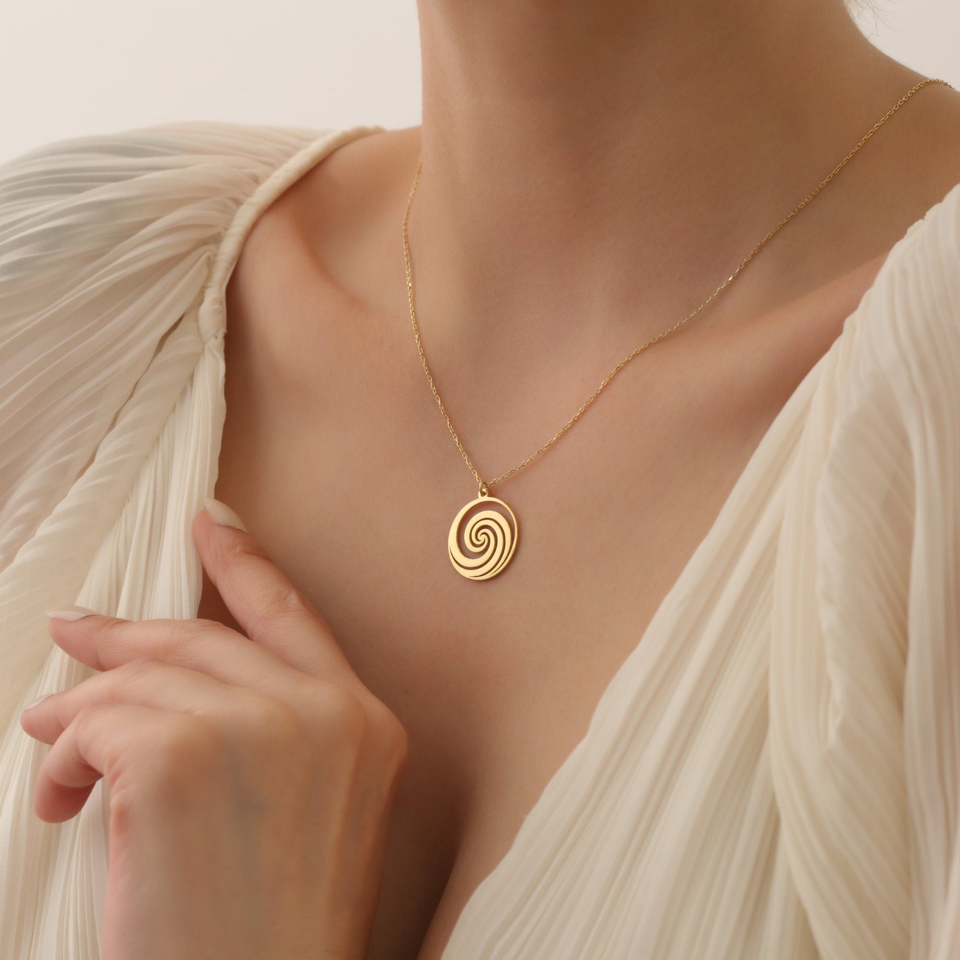 Spiral Necklace, Minimalist Gold Spiral Necklace, Gold Spiral Pendant Necklace, Swirl Infinity Spiral Necklace, Swirling Hypnotic Necklace