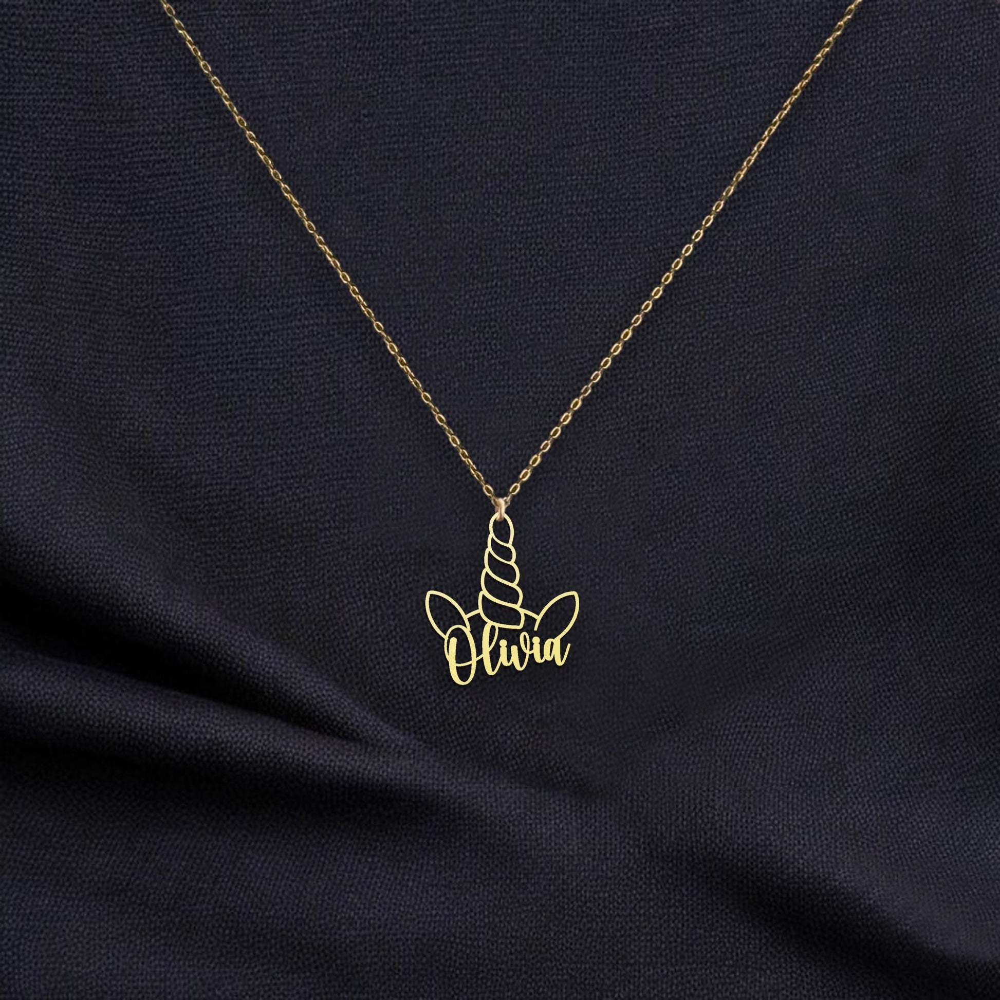 Personalized Unicorn Name Necklace - Custom Name Unicorn Jewelry - Silver Unicorn Name Pendant - Unique Unicorn Gift for