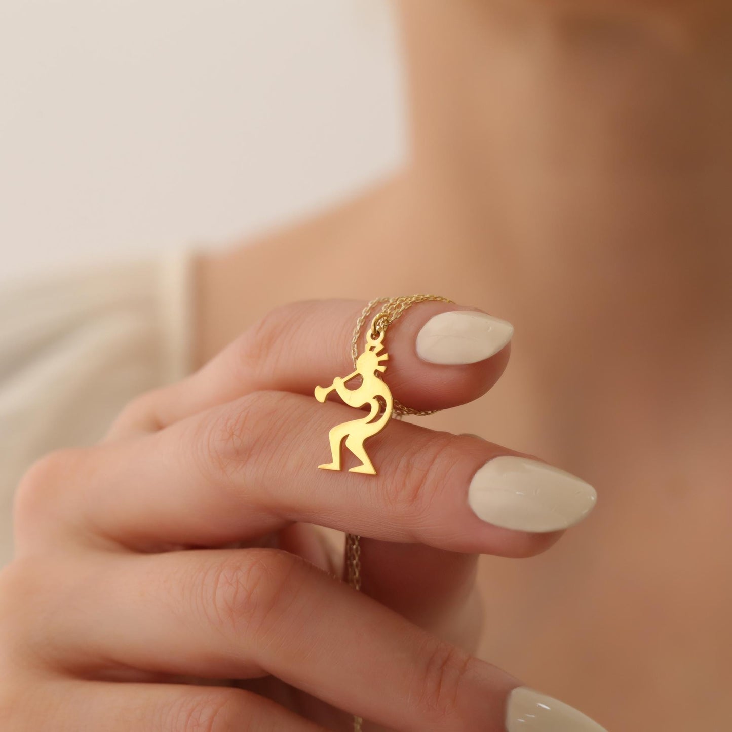 Kokopelli Charm Necklace, Dainty Kokopelli Necklace, Kokopelli jewelry flute player gift, Fertility Necklace, Native American Symbol Jewelry