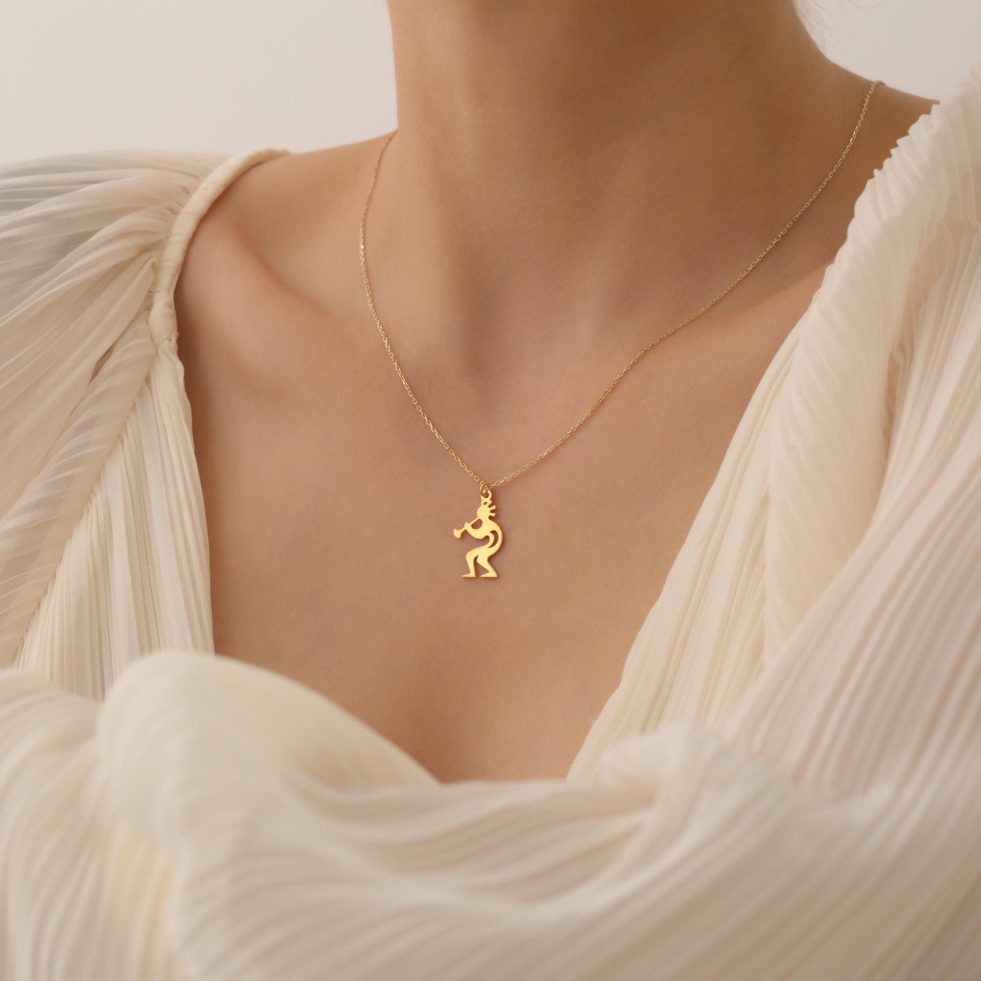 Kokopelli Charm Necklace, Dainty Kokopelli Necklace, Kokopelli jewelry flute player gift, Fertility Necklace, Native American Symbol Jewelry