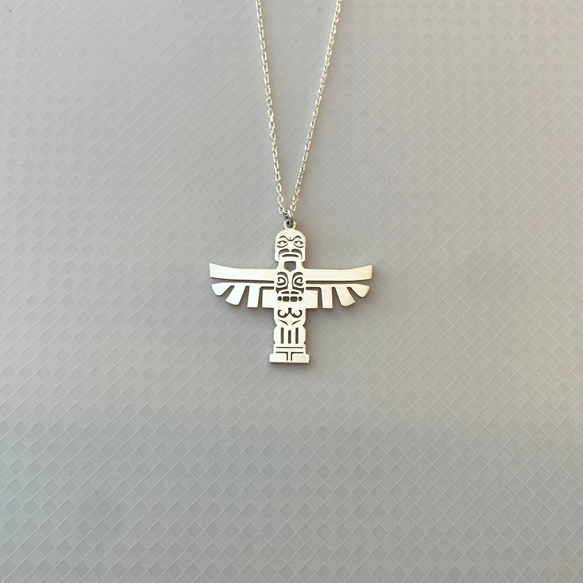 Totem Pole Necklace, Tribal Thunder Bird Pendant, Spirit Totem Necklace, Native Totem Pole Thunder Bird Jewelry