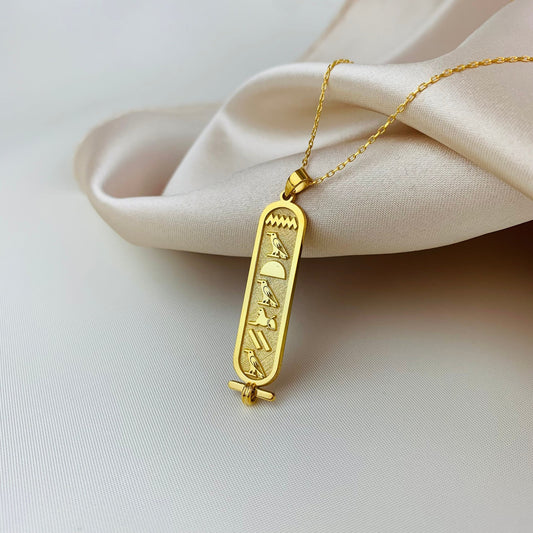 Cartouche Egyptian Hieroglyphic Name Necklace 925 Sterling Silver - Personalized Necklace - Custom Egypt Name Jewellery - Egyptian gift for her mom