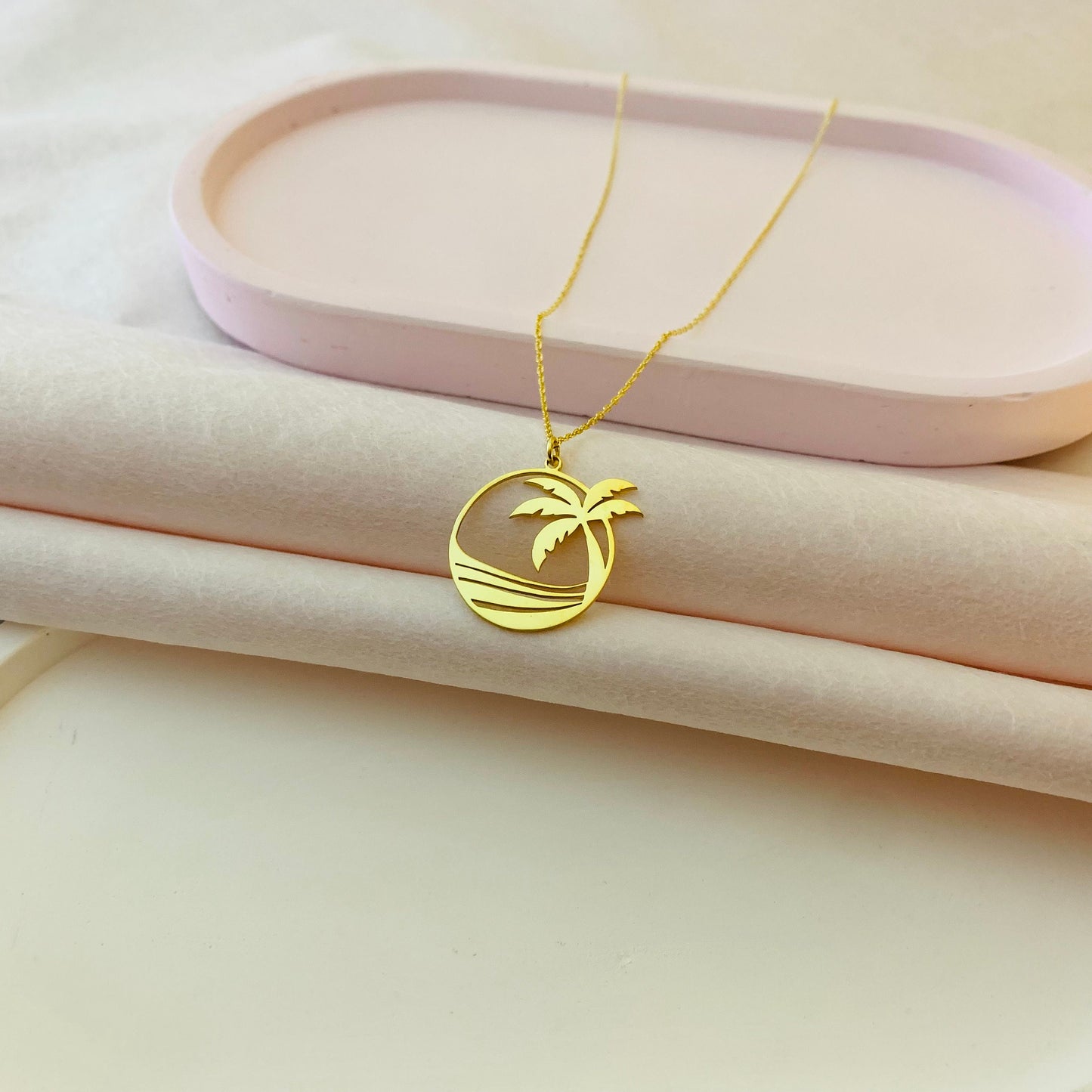 Palm Tree Necklace, Tropical Beach Palm Tree Summer Necklace, Summer Vibes Jewelry, Everyday Necklace
