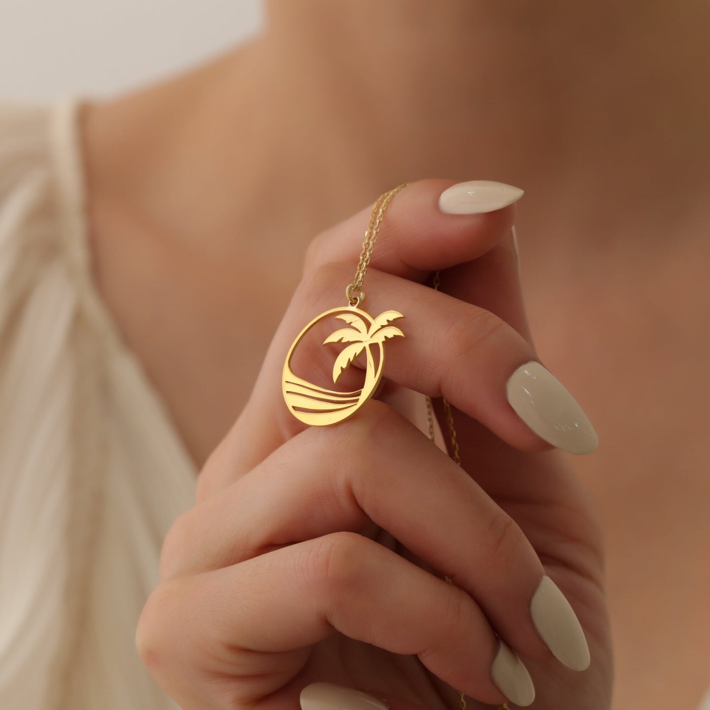 Palm Tree Necklace, Gold Tropical Palm Pendant, Beach Vacation Jewelry, Summer Necklace, Gold Palm Tree Charm, Tropical Necklace