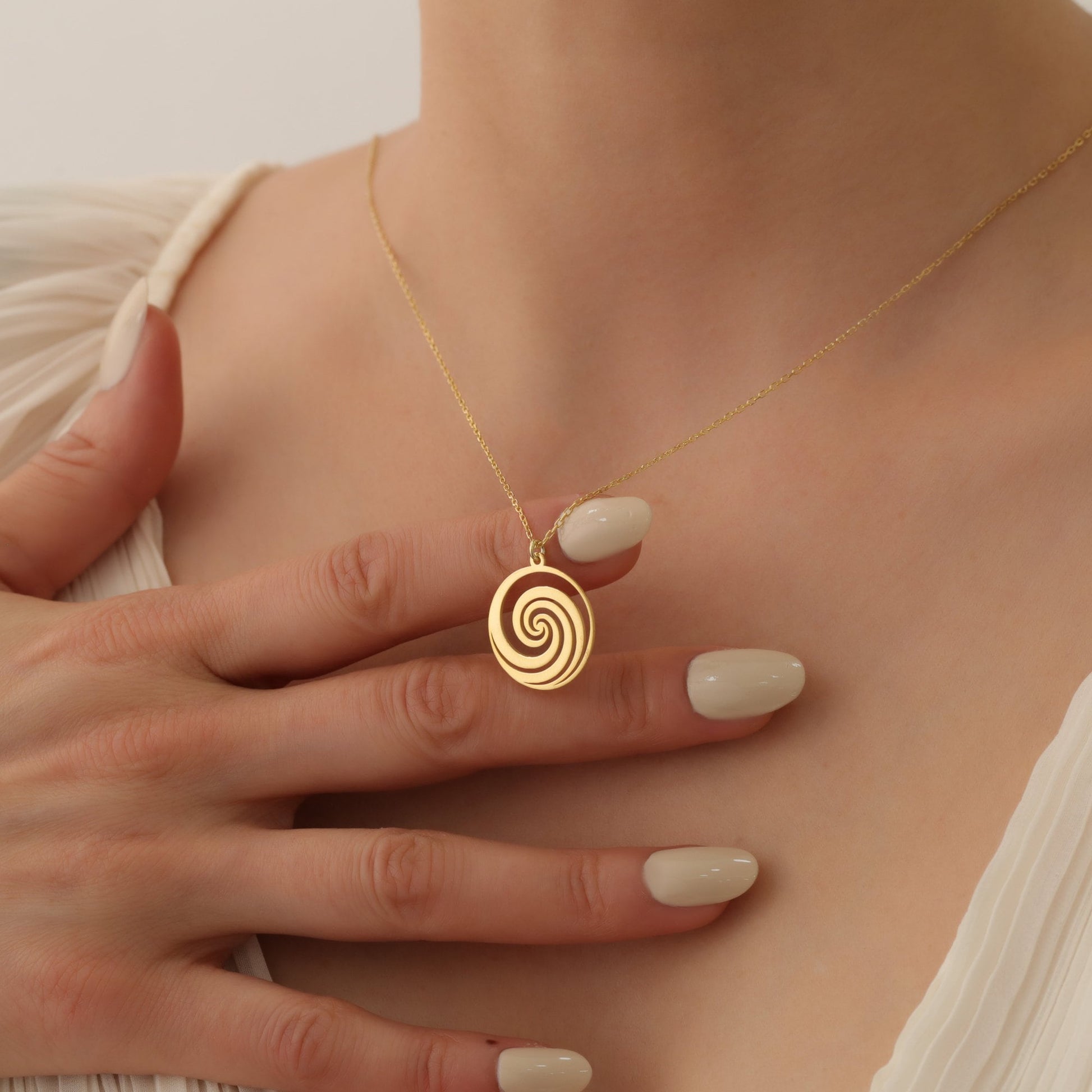 Spiral Necklace, Sacred Geometry Jewelry, Energy Necklace, Swirl Necklace, Spiritual Jewelry, Symbolic Charm