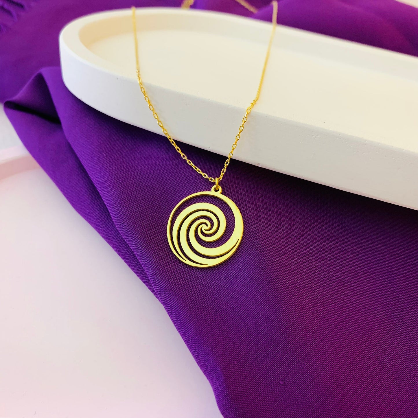 Spiral Necklace, Minimalist Gold Spiral Necklace, Gold Spiral Pendant Necklace, Swirl Infinity Spiral Necklace, Swirling Hypnotic Necklace