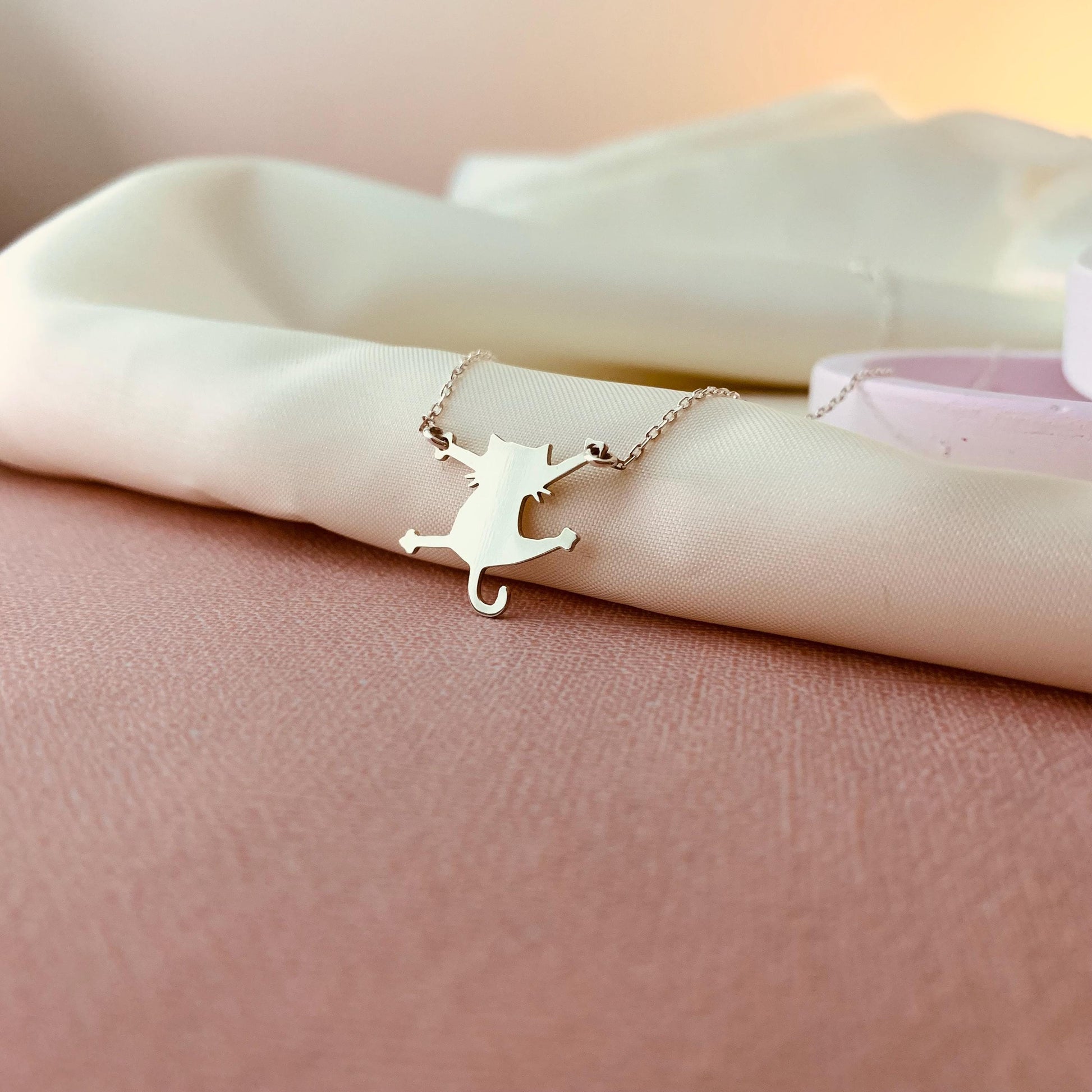 Cute Kitty Cat Necklace, Tiny Kitty Cat Necklace, Funny Cat Jewelry, Unique Cat Jewelry Charm Necklace, Gifts For Kids