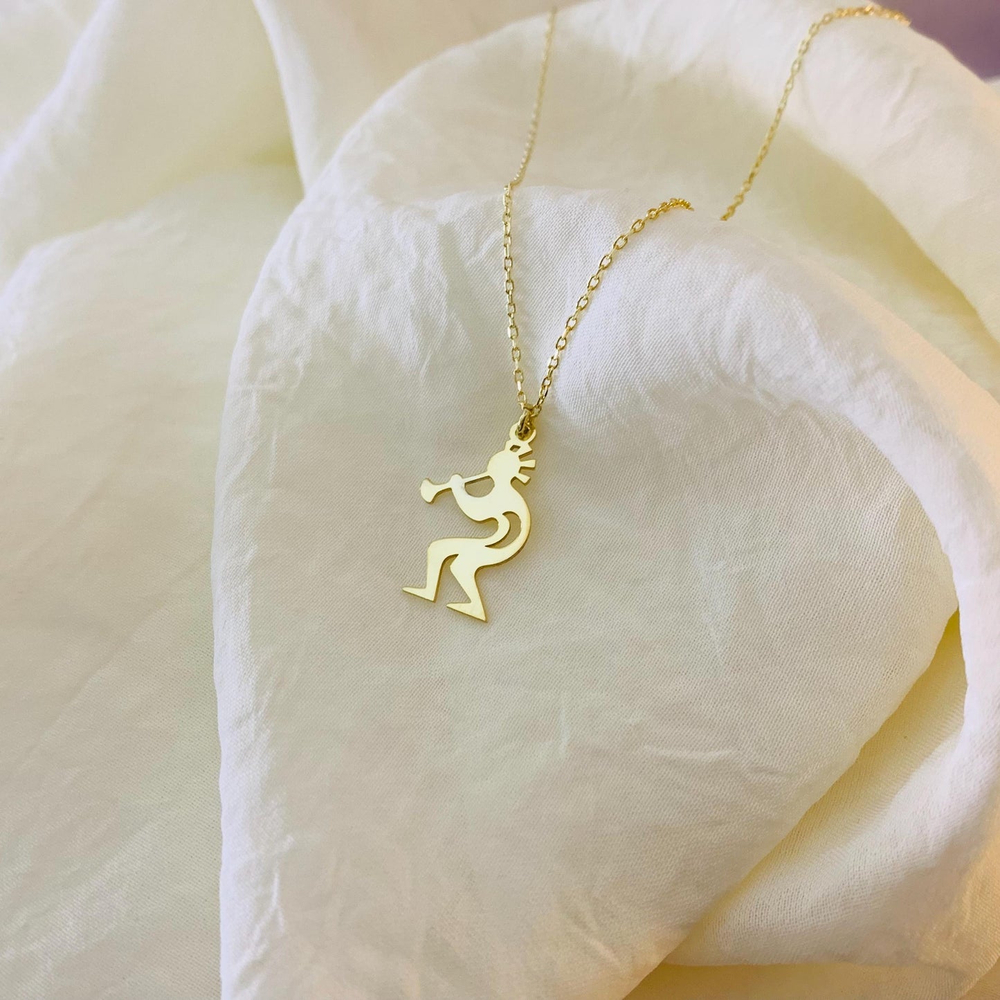 Kokopelli Charm Necklace, Dainty Kokopelli Necklace, Kokopelli jewelry flute player gift, Fertility Necklace, Native American Symbol Jewelry