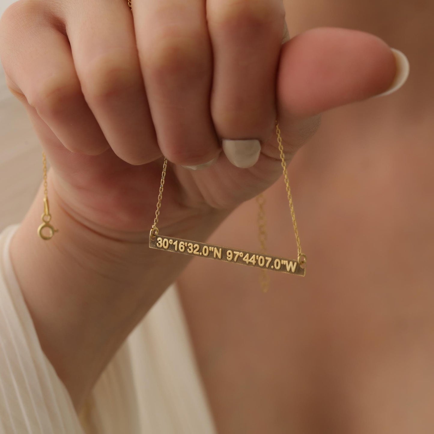 Custom Coordinates Necklace, Personalized Latitude Longitude Bar Pendant, Location Engraved Bar Necklace, Engraved Coordinate Necklace