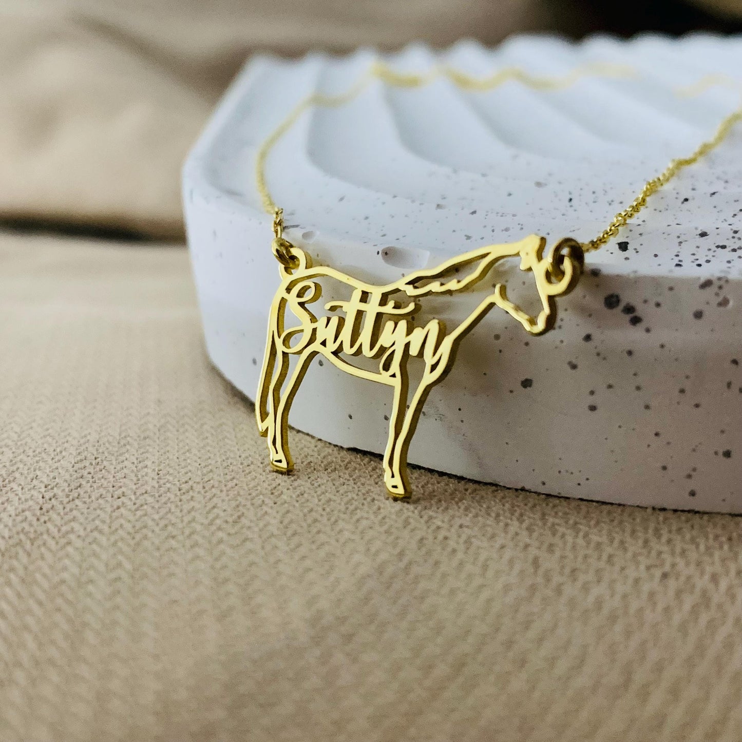 Horse Name Necklace, Personalized Horse Name Necklace Horse Necklace for Woman, Horse Memorial Necklace, Horse Memorial Gift, Horse Jewelry
