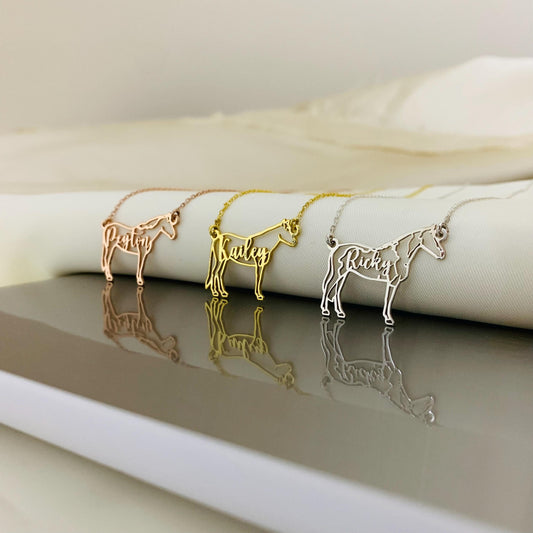 Horse Name Necklace, Personalized Horse Name Necklace Horse Necklace for Woman,  Horse Memorial Necklace, Horse Memorial Gift, Horse Jewelry