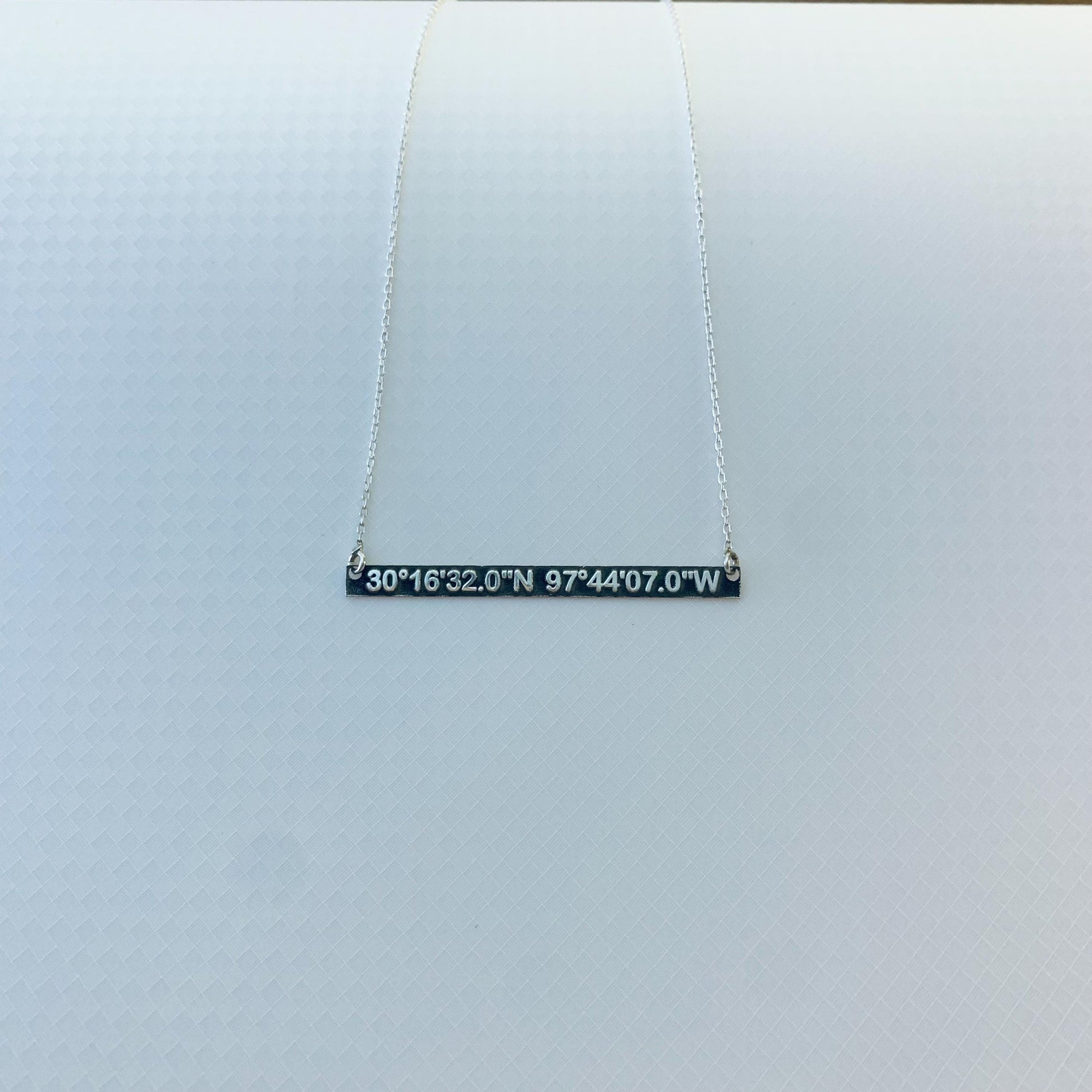 Custom Coordinates Necklace, Personalized Latitude Longitude Bar Pendant, Location Engraved Bar Necklace, Engraved Coordinate Necklace