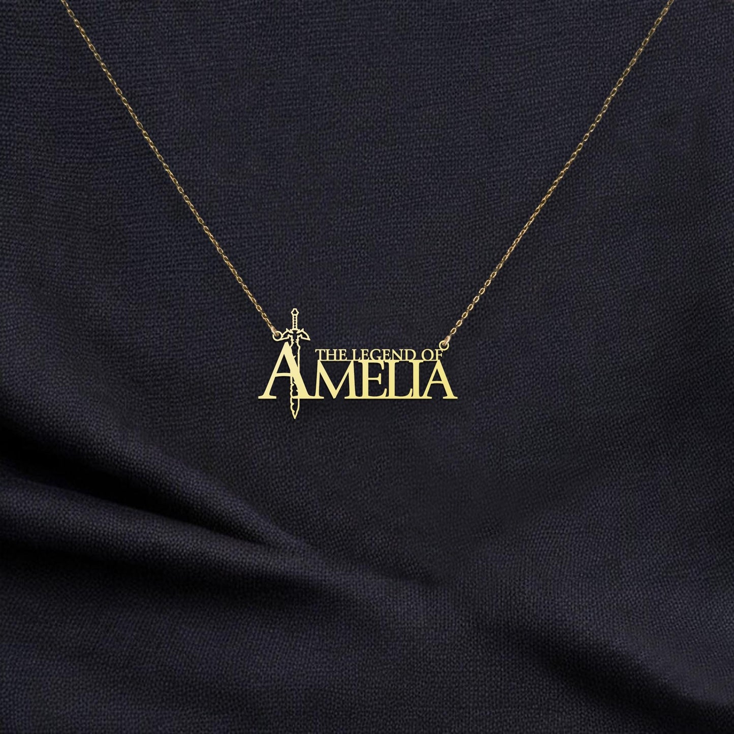 Personalized Legend of Zelda Inspired Necklace - Custom Name Zelda Pendant - Gamer Jewelry for Zelda Fans