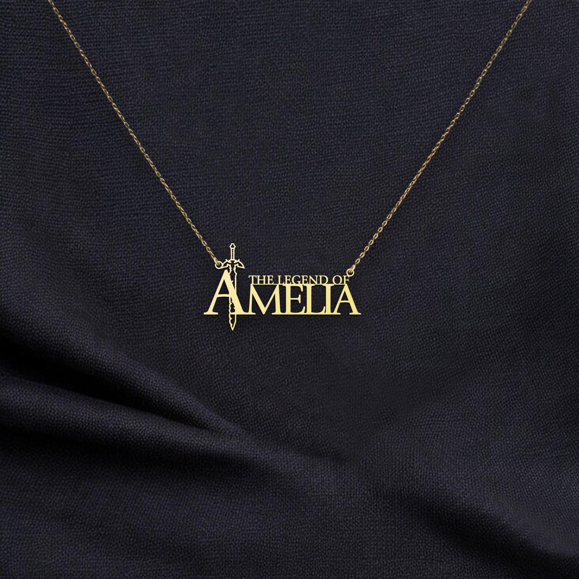 Personalized Legend of Zelda Inspired Necklace - Custom Name Zelda Pendant - Gamer Jewelry for Zelda Fans