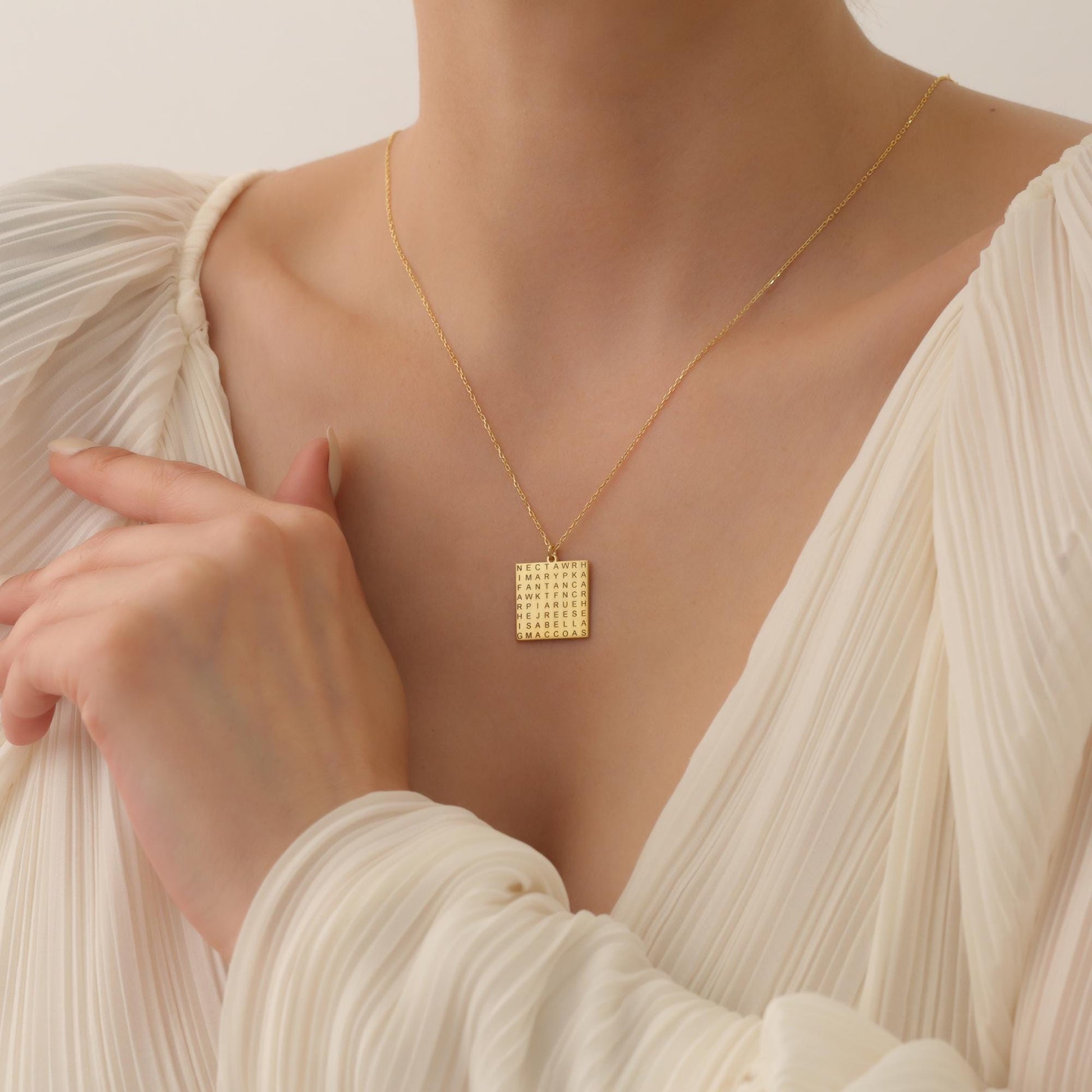 Hidden Message Necklace, Secret Message Necklace, Custom Word Search Necklace, Puzzle Necklace, Unique Gift for Women