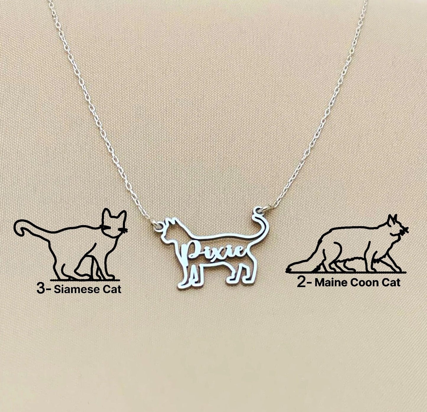 Cat Necklace, Cat Necklace with Name