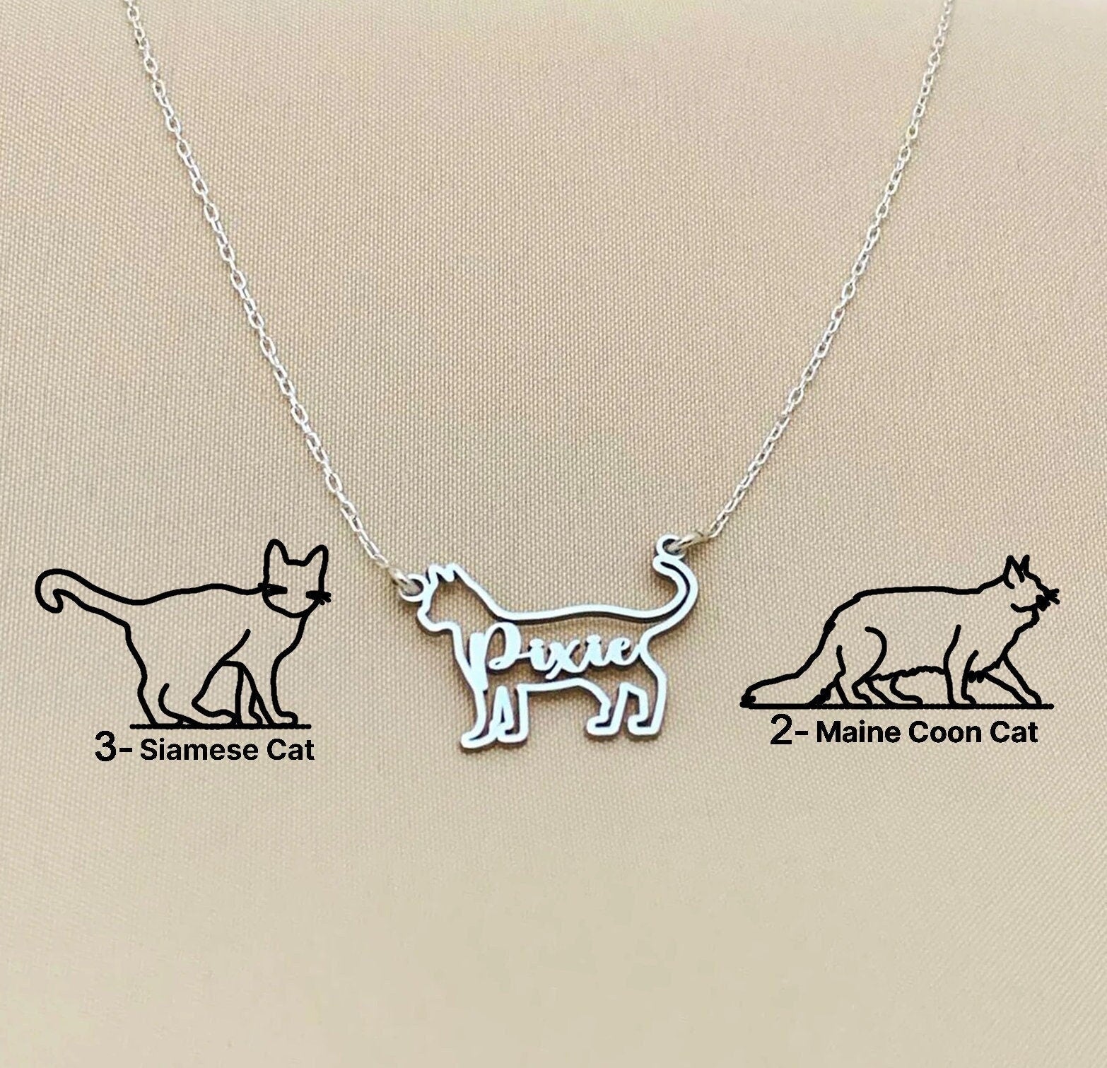 Cat Necklace, Cat Necklace with Name
