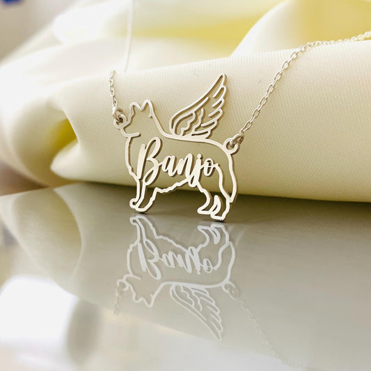 Dog Necklace, Dog Memorial Name Necklace