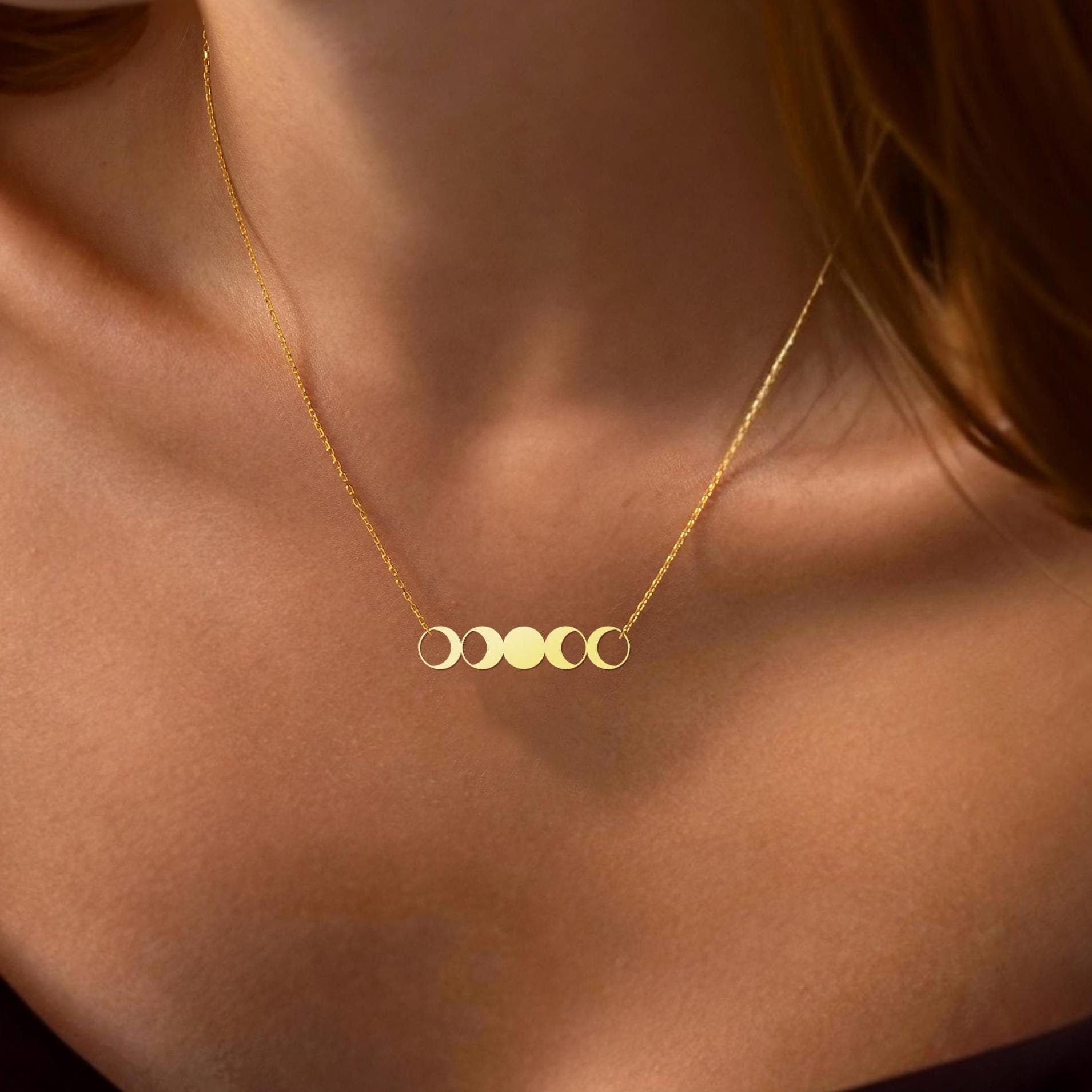 Moon Phases Necklace - Celestial Lunar Cycle Pendant - Mystical Jewelry for Nature and Moon Lovers - Unique Holiday Gift