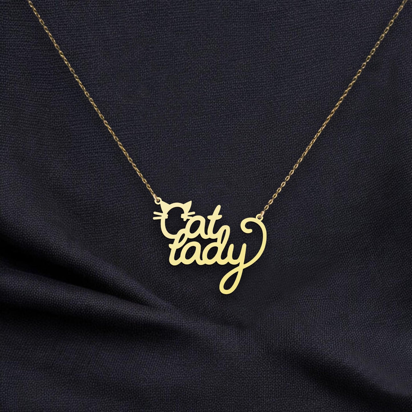 Cat Lady Necklace - Cute Personalized Cat Lover Pendant - Perfect Gift for Feline Enthusiasts - Handmade Silver Jewelry - Cat Lover Jewelry