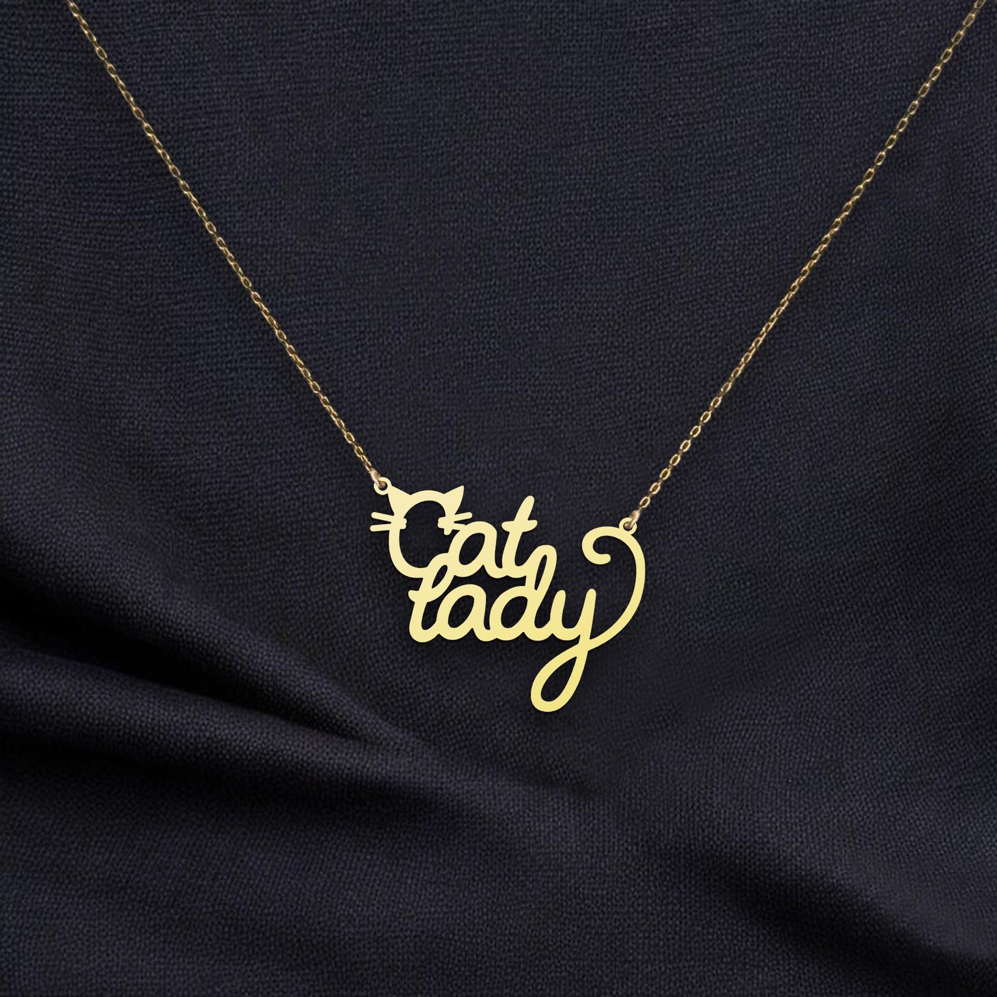 Cat Lady Necklace - Cute Personalized Cat Lover Pendant - Perfect Gift for Feline Enthusiasts - Handmade Silver Jewelry - Cat Lover Jewelry