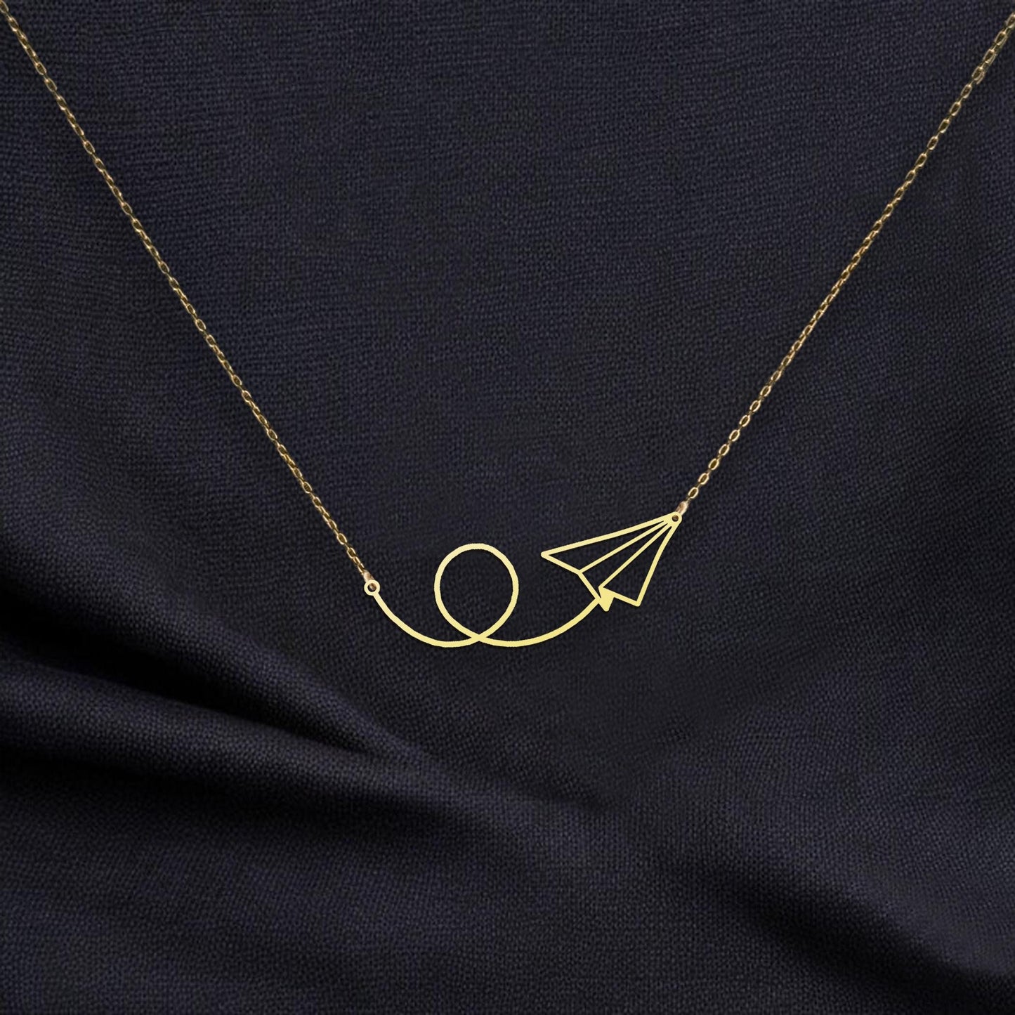 18K Gold Dainty Paper Airplane Necklace, Travel Necklace, Minimalist Wanderlust Jewelry, Flight Necklace, Airplane Charm Gift for Her