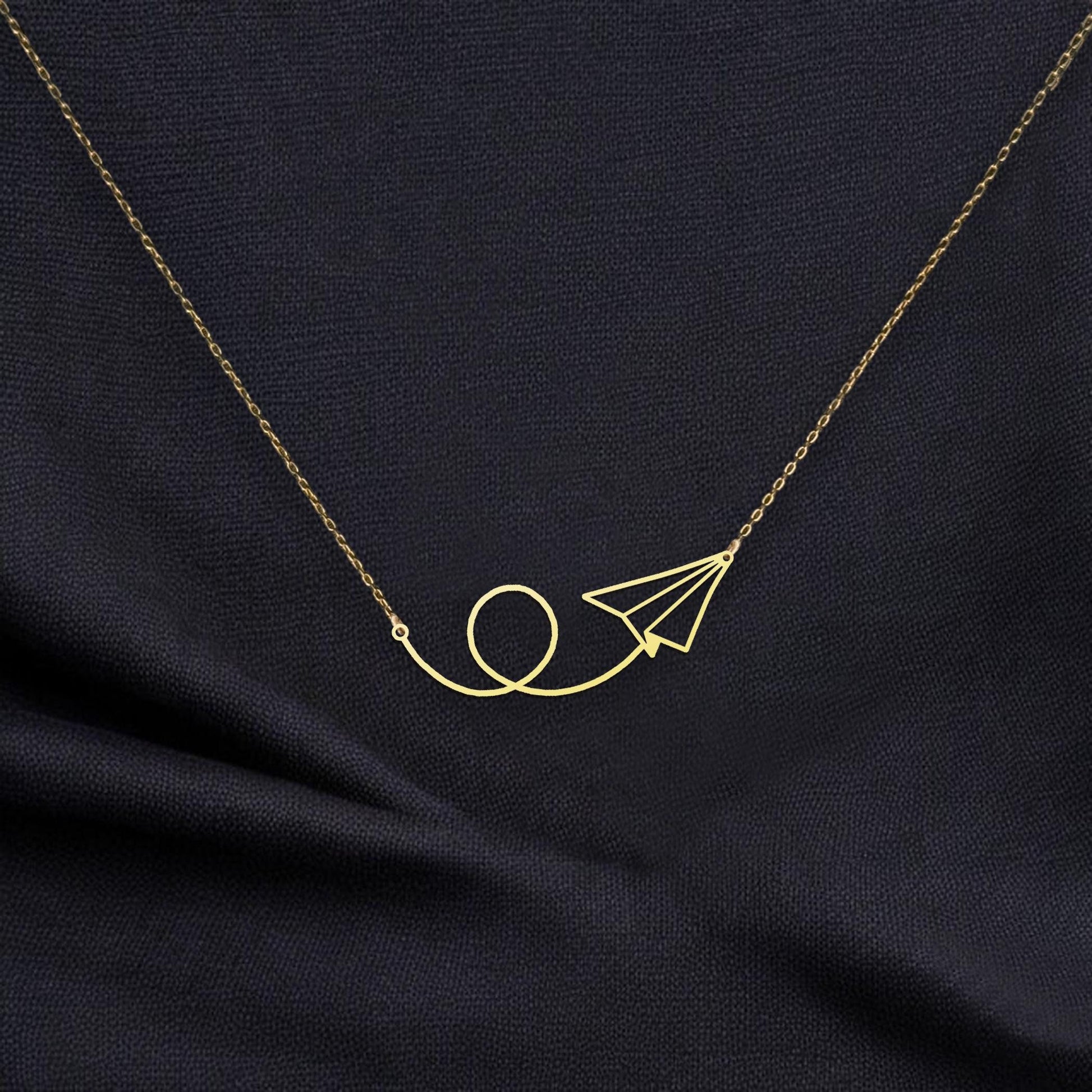 18K Gold Dainty Paper Airplane Necklace, Travel Necklace, Minimalist Wanderlust Jewelry, Flight Necklace, Airplane Charm Gift for Her