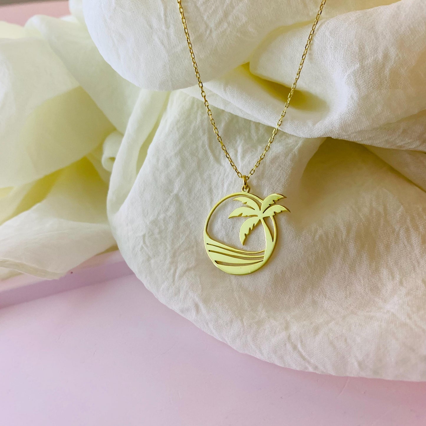 Palm Tree Necklace, Gold Tropical Palm Pendant, Beach Vacation Jewelry, Summer Necklace, Gold Palm Tree Charm, Tropical Necklace