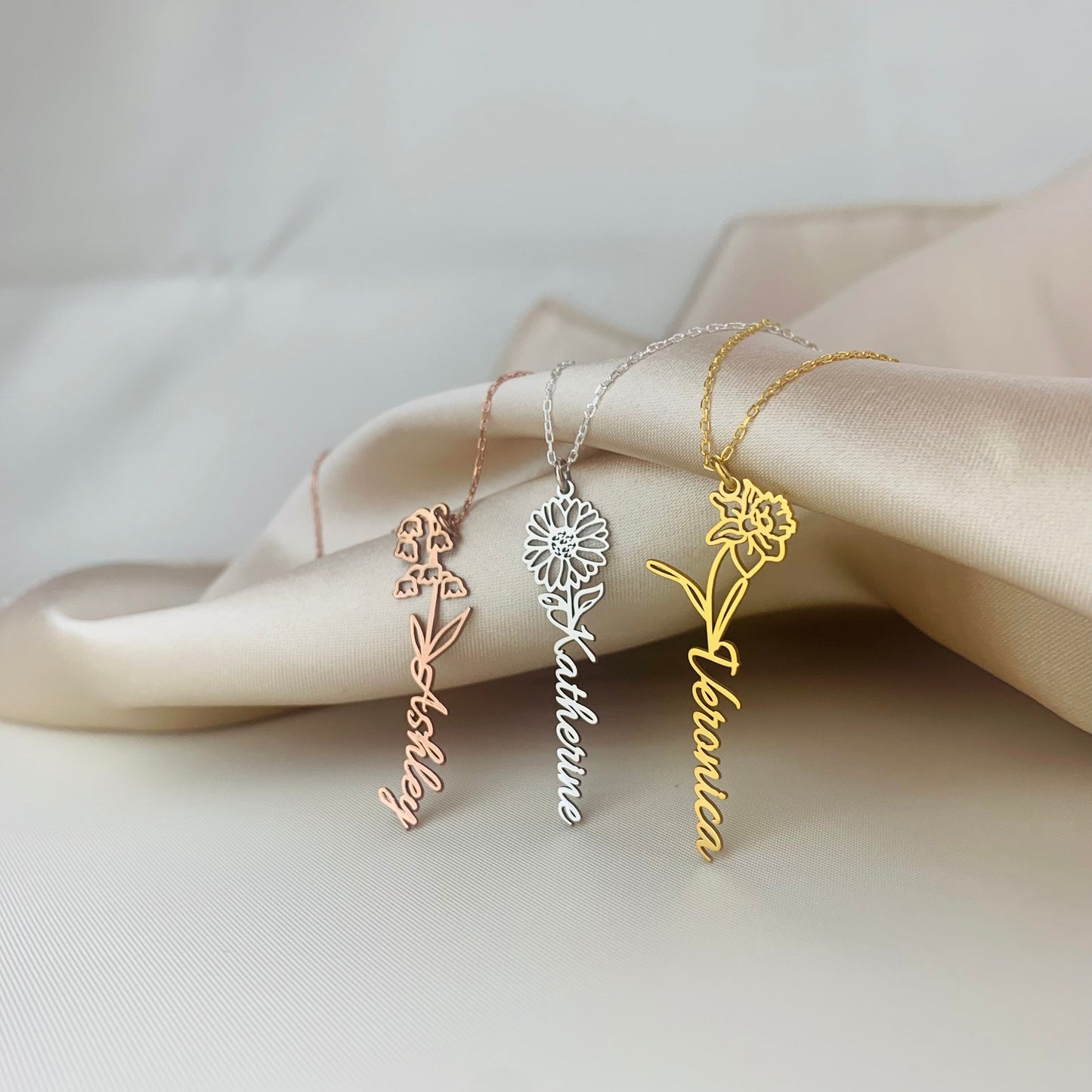 Birth Flower Name Necklace