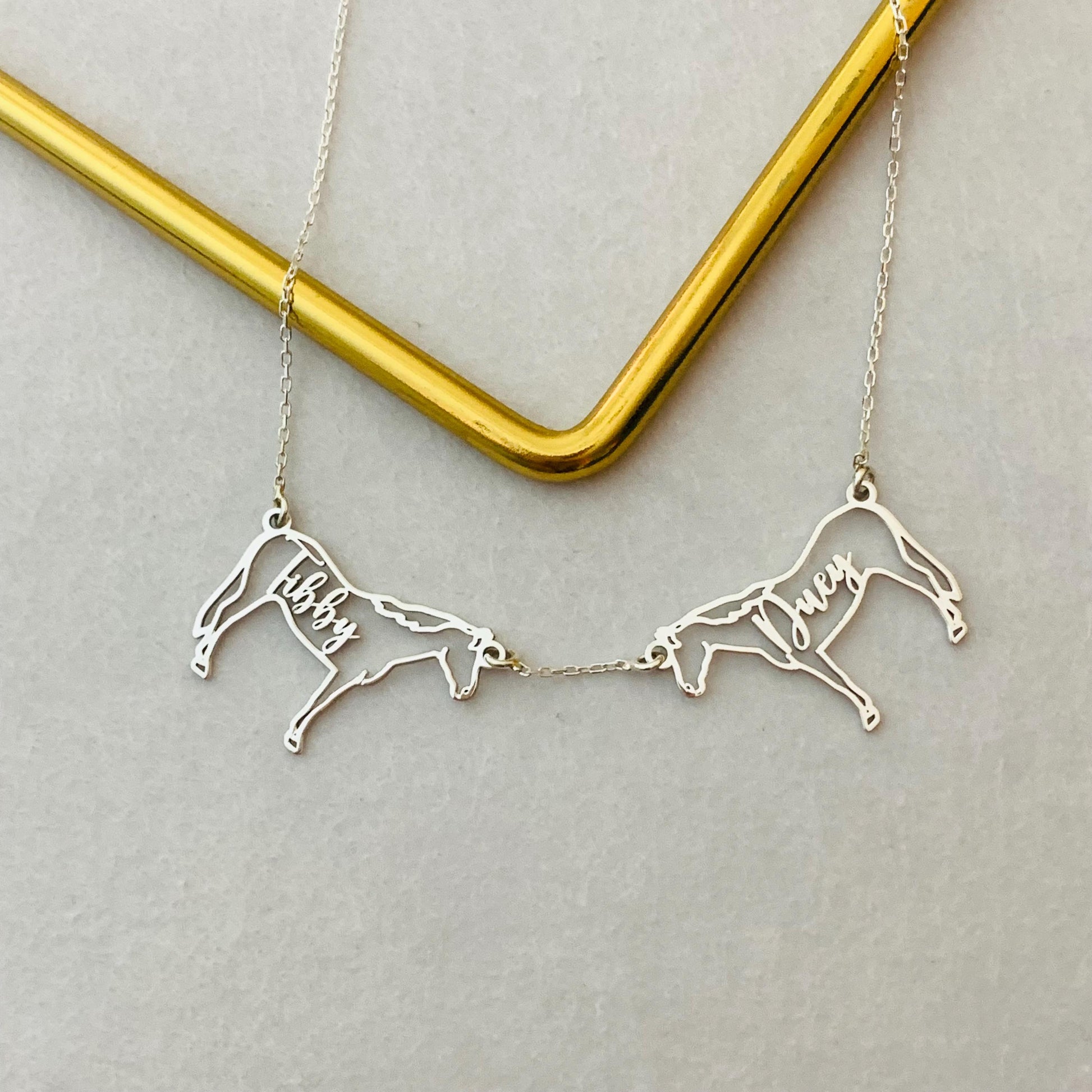 Multiple Horse Necklace, Personalized Horse Necklace, Memorial Horse Jewelry, Multiple Horse Charm Necklace, Equestrian Gift, Horse Mom Gift