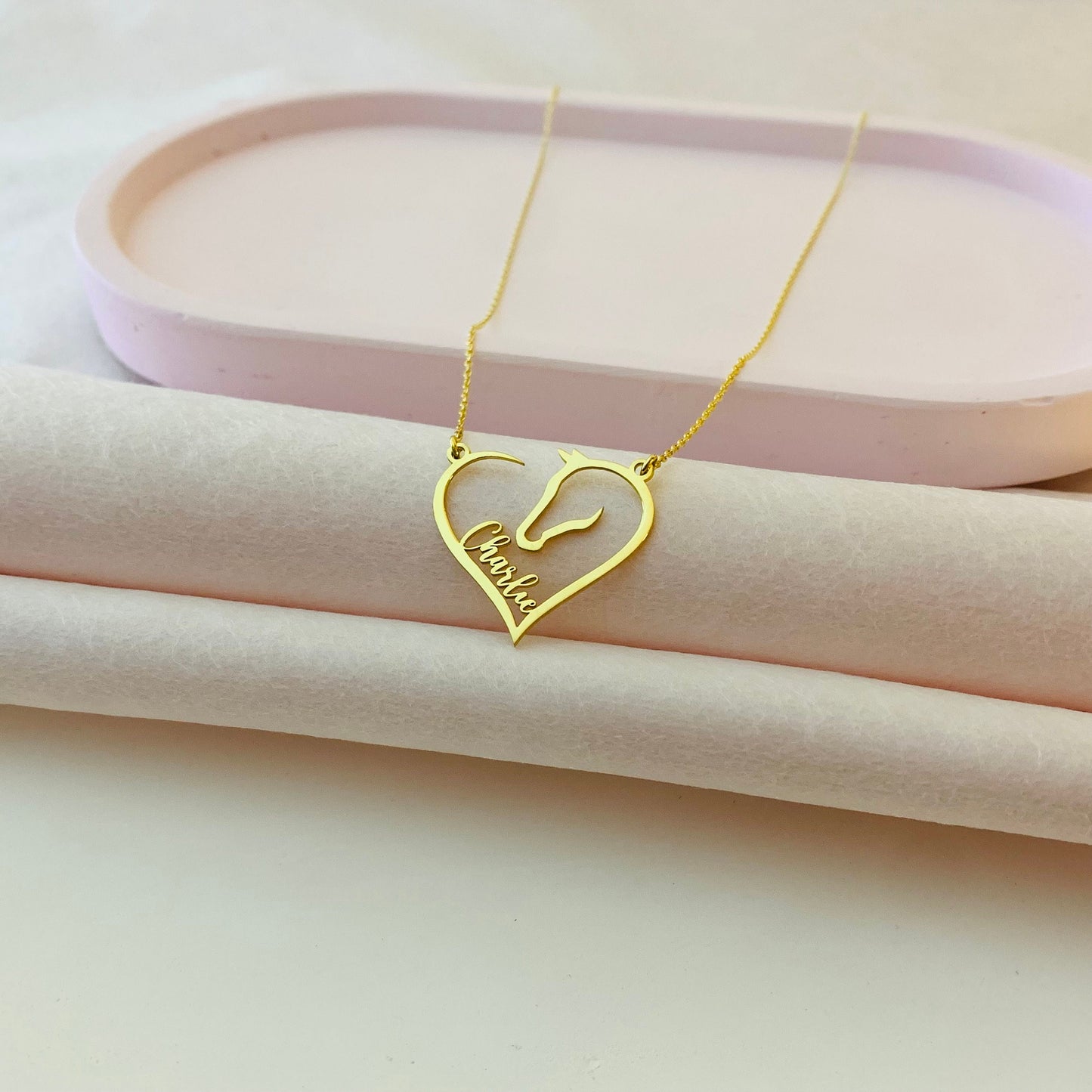 Horse Necklace, Horse Name Necklace, Horse Memorial Necklace, Equestrian Love Necklace, Dainty Horse Jewelry, Cowgirl Covboy Rodeo Gifts