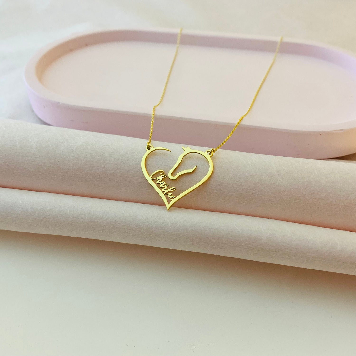 Horse Necklace, Horse Name Necklace, Horse Memorial Necklace, Equestrian Love Necklace, Dainty Horse Jewelry, Cowgirl Covboy Rodeo Gifts