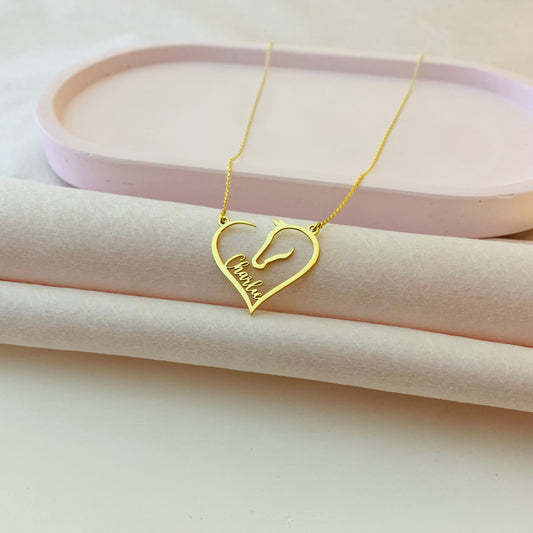 Horse Necklace, Horse Name Necklace, Horse Memorial Necklace, Equestrian Love Necklace, Dainty Horse Jewelry, Cowgirl Covboy Rodeo Gifts