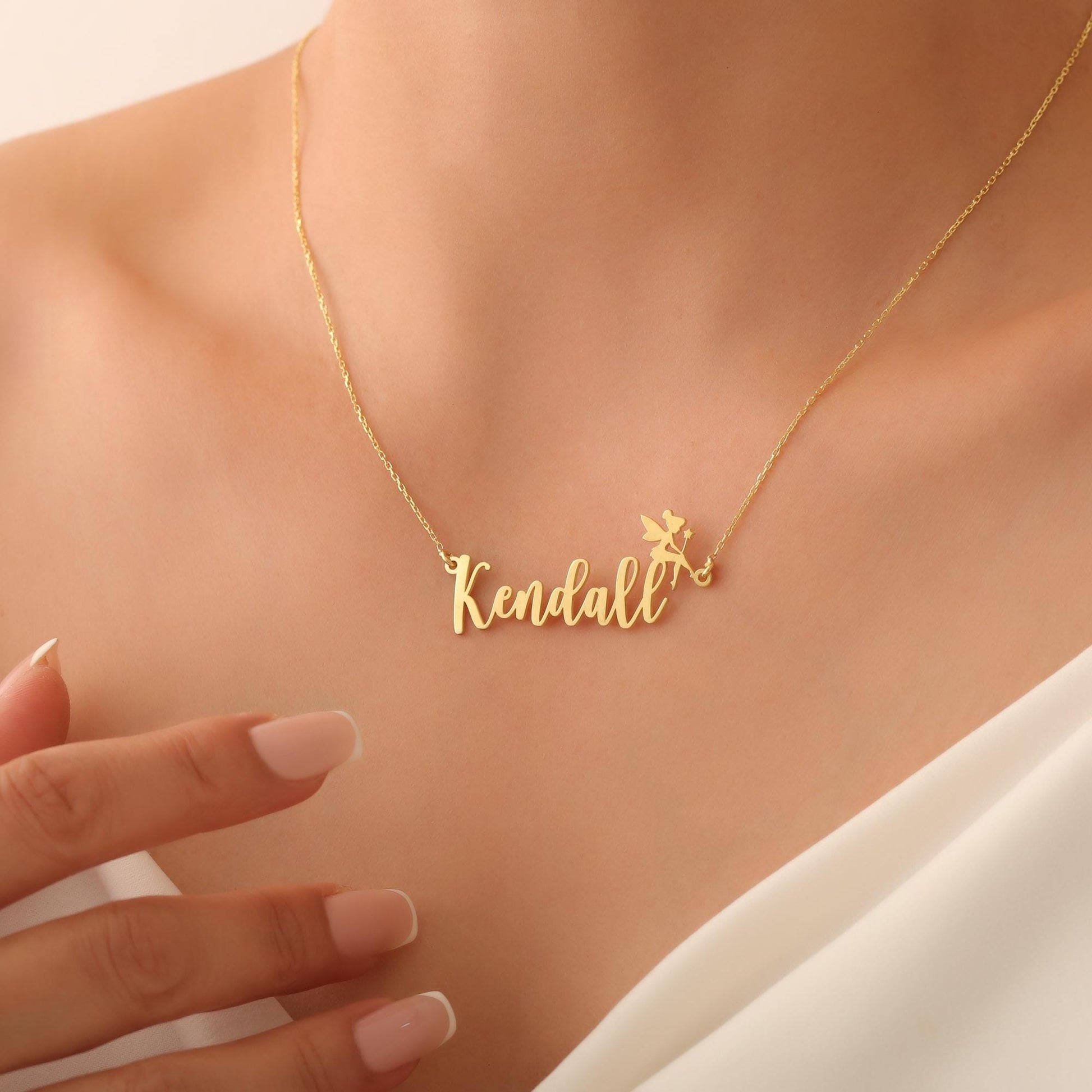 Personalized Fairy Necklace, Fairy Name Necklace, Fairy Charm Name Necklace, Custom Name Necklace, Fairy Jewelry, Name Jewelry for Her