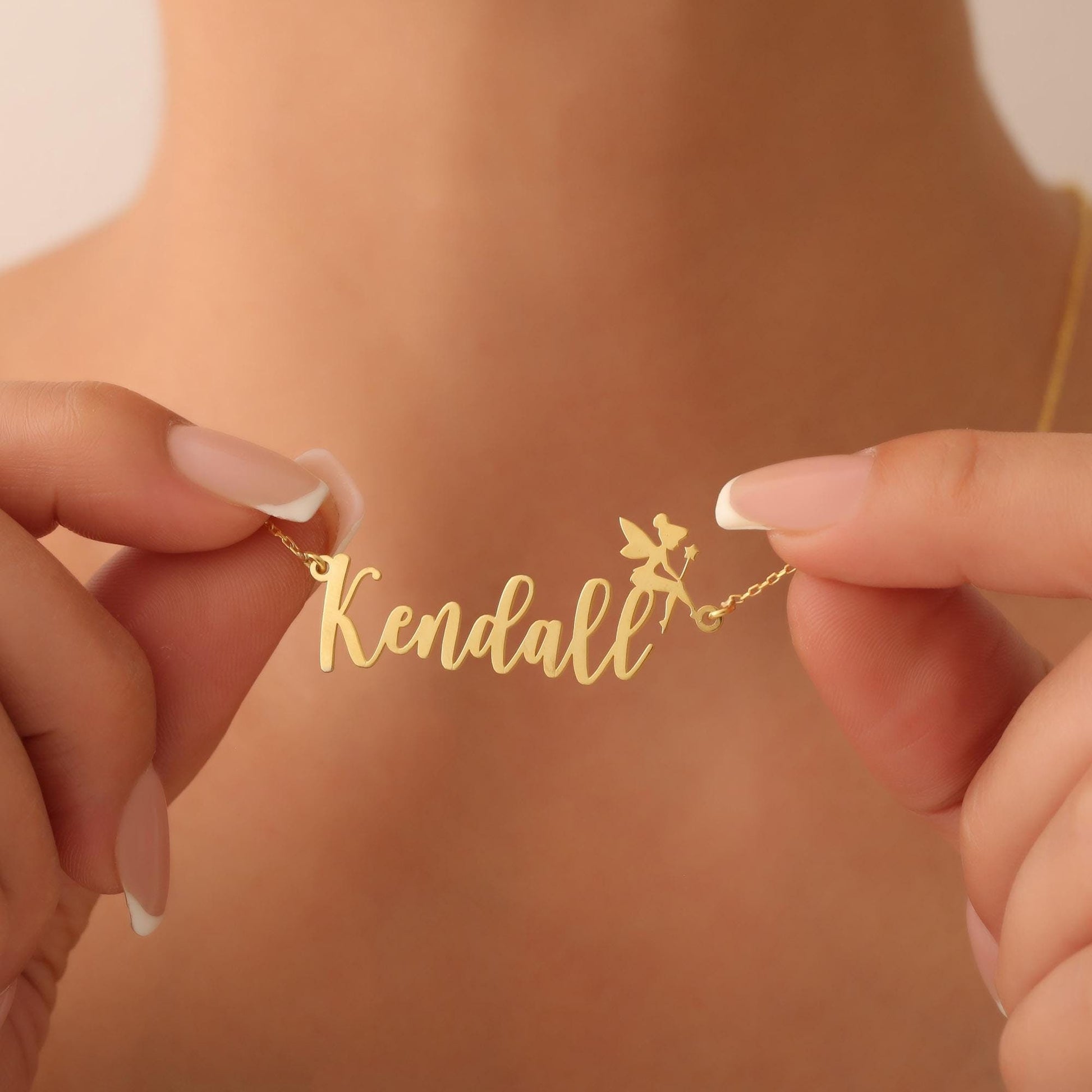 Personalized Fairy Necklace, Fairy Name Necklace, Fairy Charm Name Necklace, Custom Name Necklace, Fairy Jewelry, Name Jewelry for Her