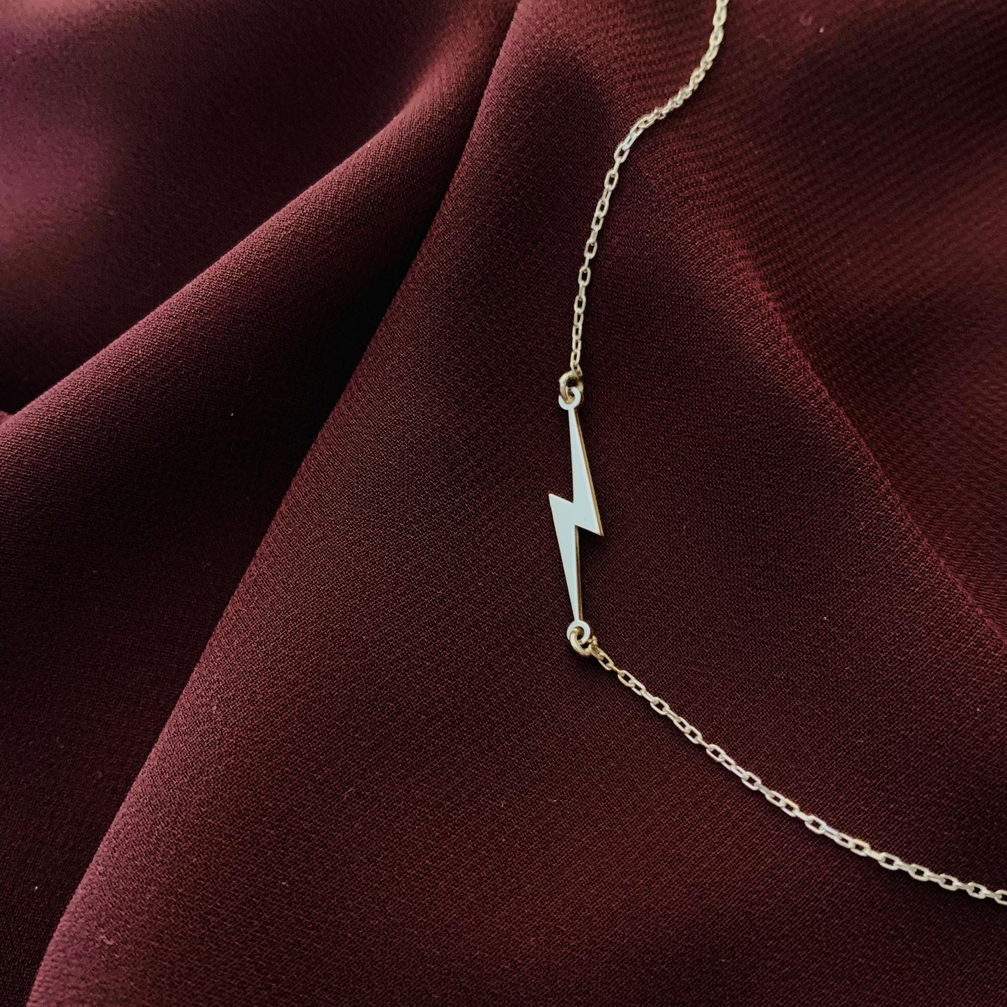Lightning Bolt Necklace, Thunderbolt Charm, Tiny Sideways Necklace, Birthday Gift For Mom