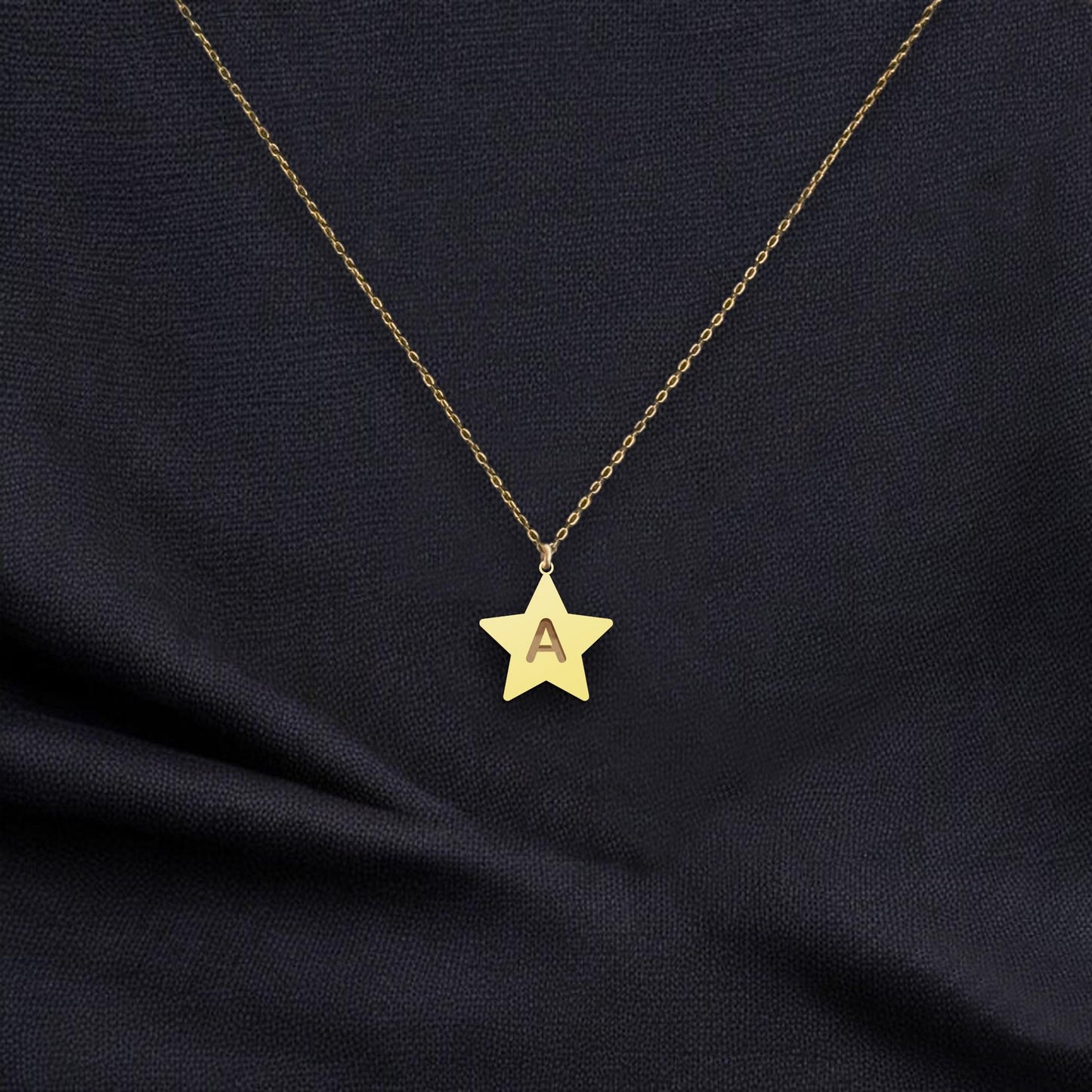 18K Gold Personalized Star Initial Necklace - Custom Letter Pendant for Her - Elegant Charm Jewelry - Celestial Star Jewelry - Unique Gift