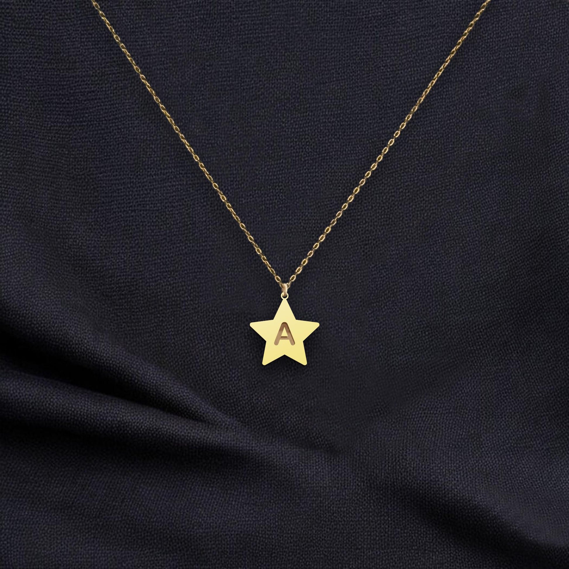 18K Gold Personalized Star Initial Necklace - Custom Letter Pendant for Her - Elegant Charm Jewelry - Celestial Star Jewelry - Unique Gift