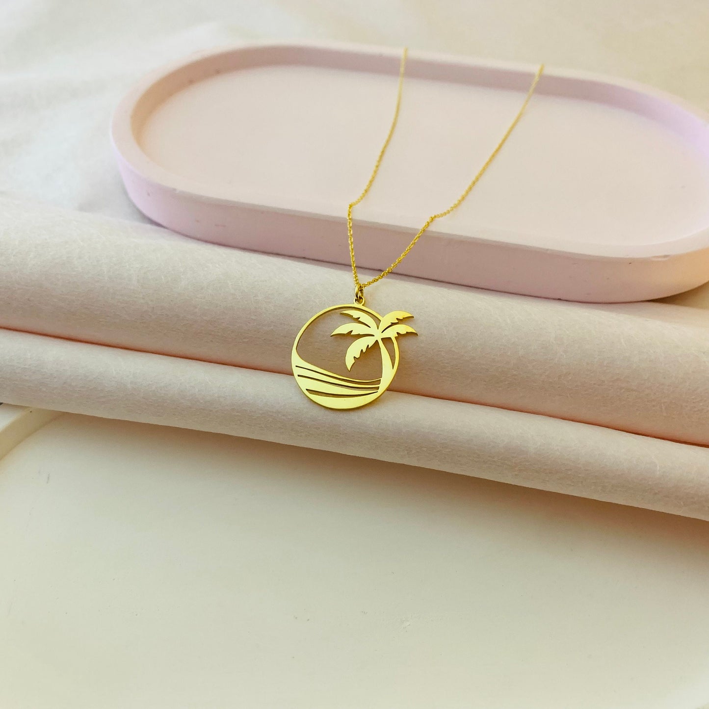 Palm Tree Necklace, Gold Tropical Palm Pendant, Beach Vacation Jewelry, Summer Necklace, Gold Palm Tree Charm, Tropical Necklace