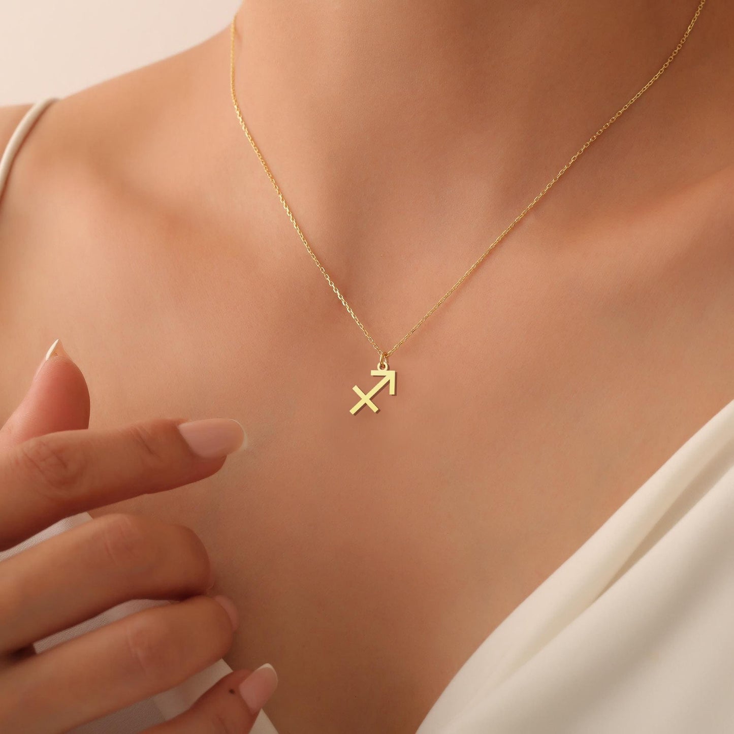 14K Gold Zodiac Sing Necklace, Astrology Necklace, Aries Capricorn Sagittarius Aquarius Scorpio Libra Taurus Gemini Cancer Leo Pisces Virgo