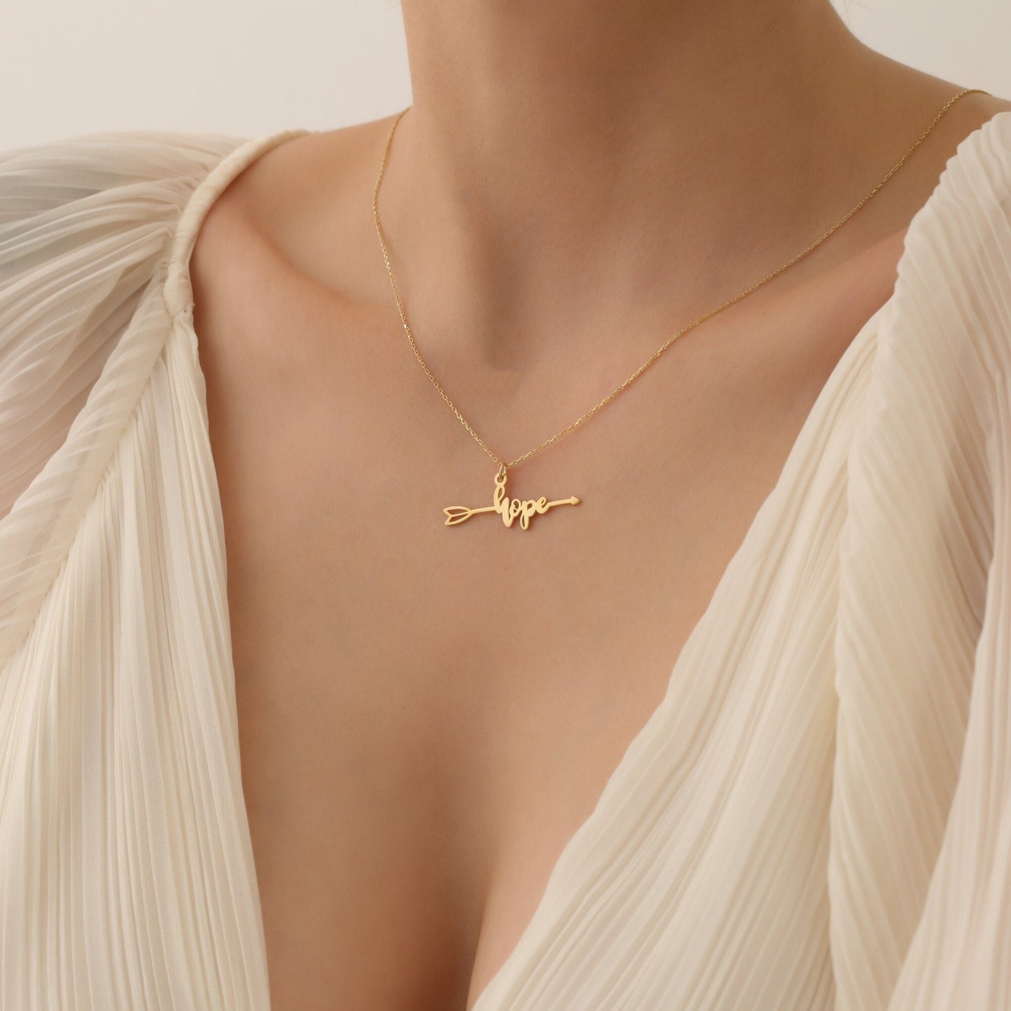 Hope Arrow Necklace, Positive Energy Necklace, Motivational Charm, Gold Hope Pendant, Uplifting Jewelry, Gift for Her