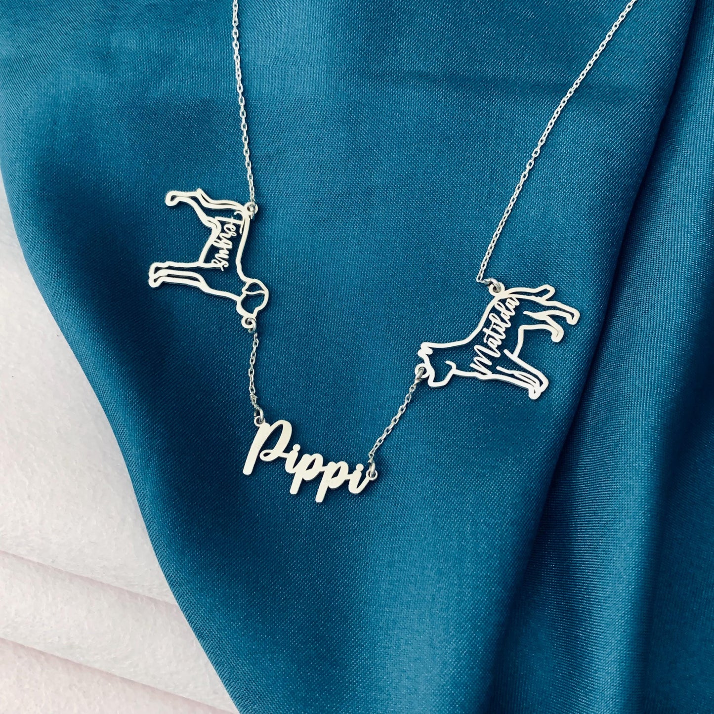 Multiple dog necklace, Custom dog necklace, Dog breed necklace, Dog memorial Gift, Multiple dogs on one chain, Dog name necklace