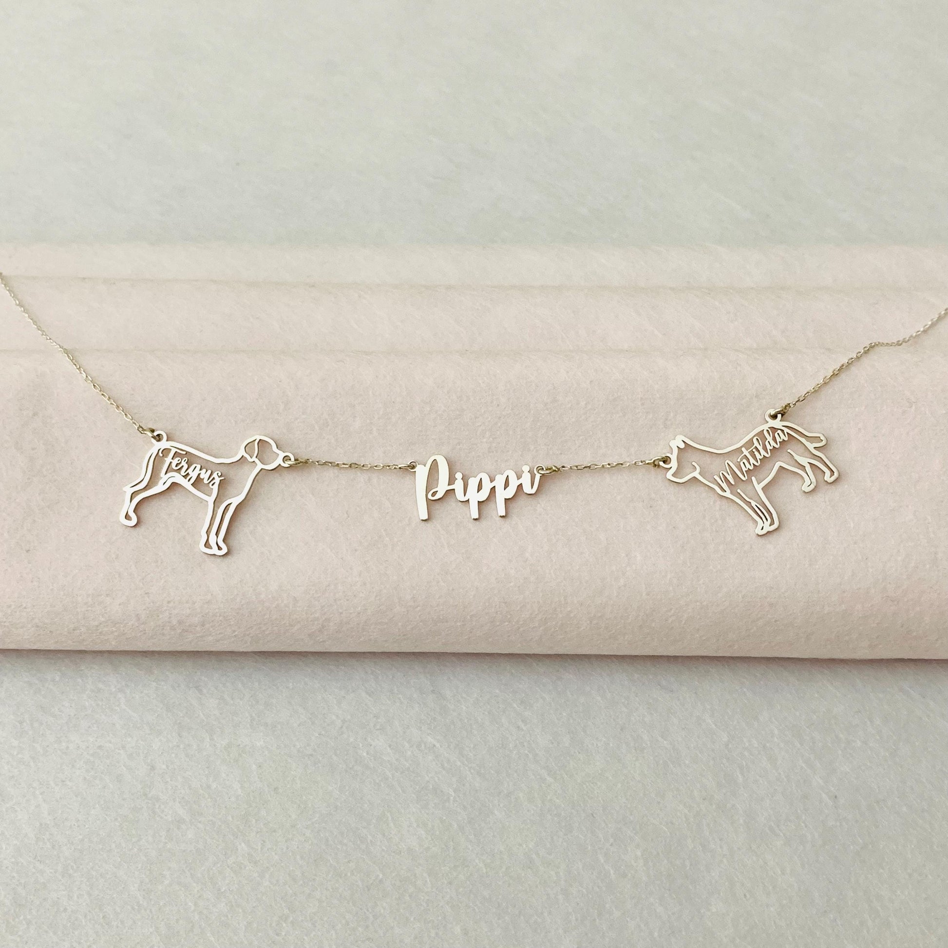 Multiple dog necklace, Custom dog necklace, Dog breed necklace, Dog memorial Gift, Multiple dogs on one chain, Dog name necklace