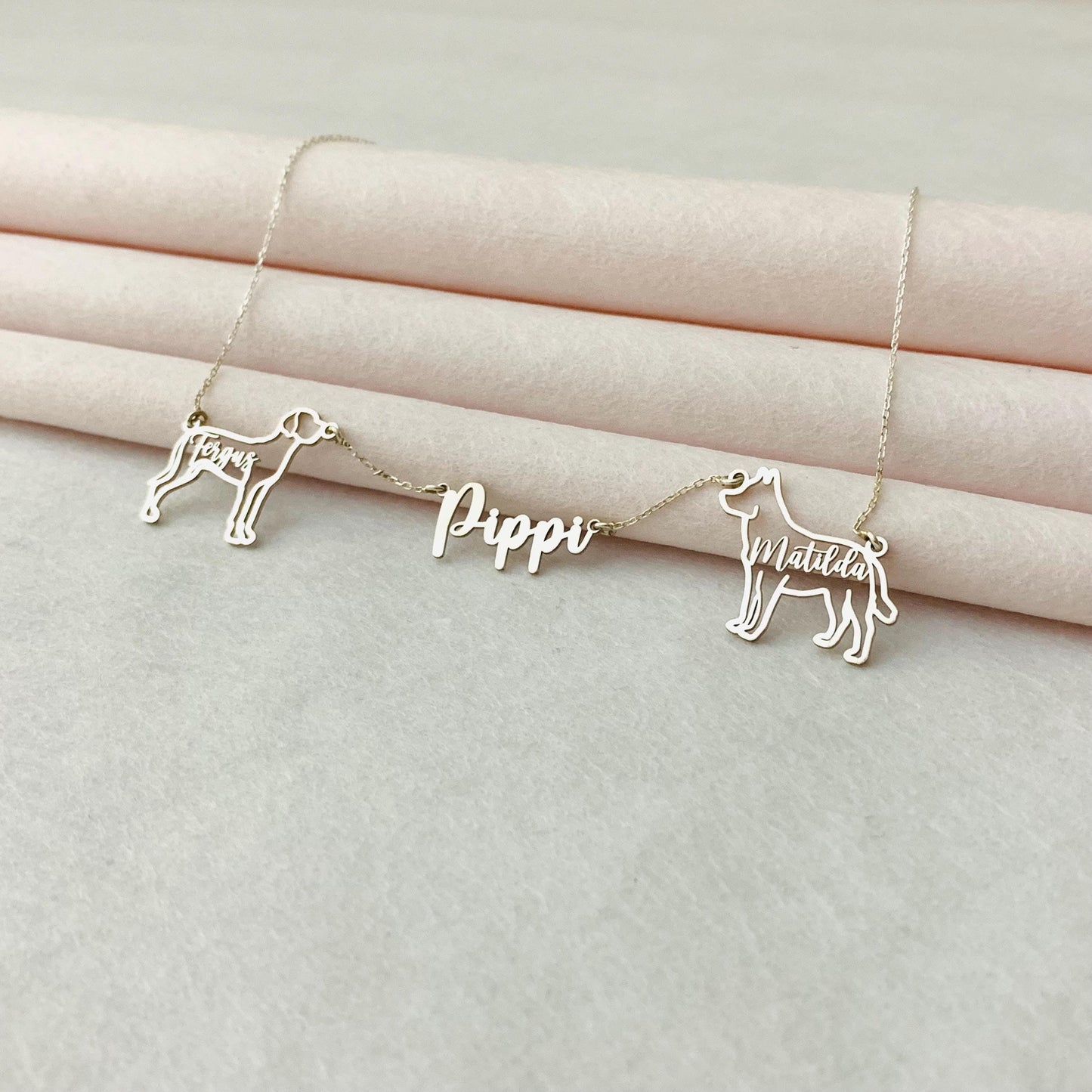 Multiple dog necklace, Custom dog necklace, Dog breed necklace, Dog memorial Gift, Multiple dogs on one chain, Dog name necklace