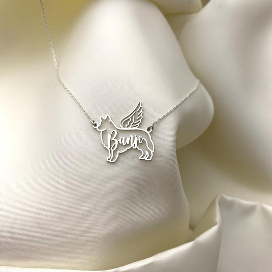 Dog necklace, Dog memorial gift, Dog necklace for women, Personalized angel dog Necklace, Dog necklace with angel wings, Dog mom gifts