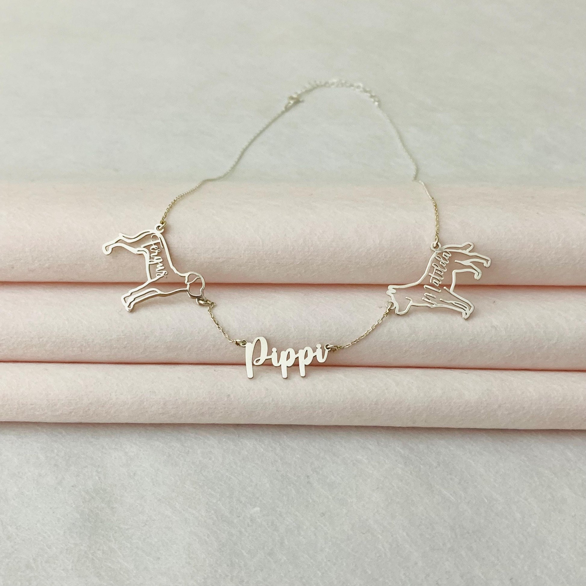 Multiple dog necklace, Custom dog necklace, Dog breed necklace, Dog memorial Gift, Multiple dogs on one chain, Dog name necklace