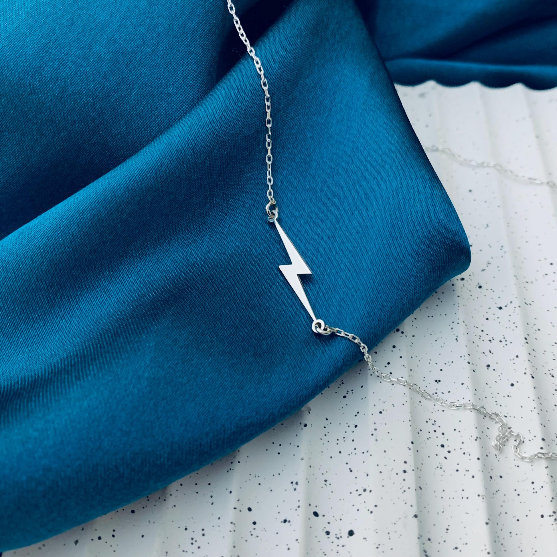 Lightning Bolt Necklace, Dainty Lightning Pendant, Thunderbolt Charm Necklace, Sideways Necklace Minimalist Jewelry, Unique Gift For Her