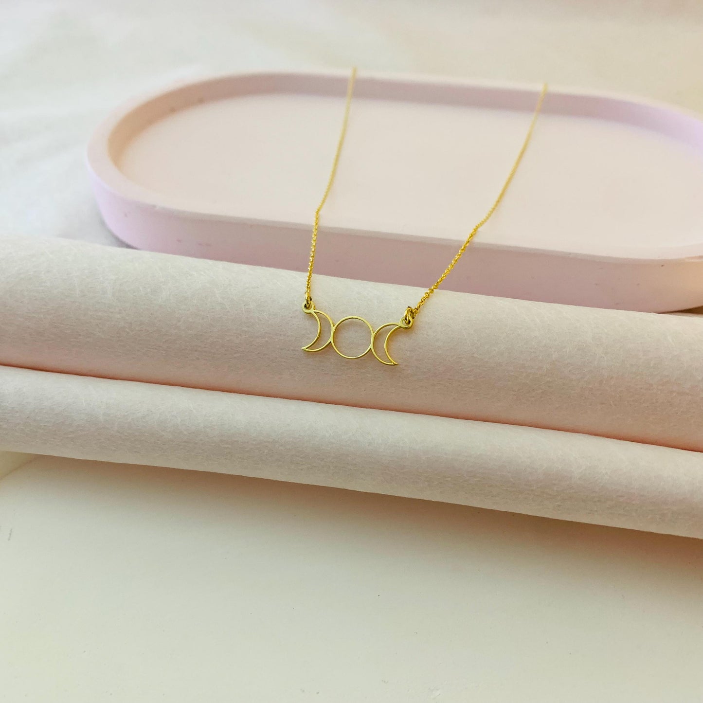 Moon Necklace, Triple Moon Goddess Necklace, Moon Phase Necklace, Witchy Jewelry, Goddess Choker